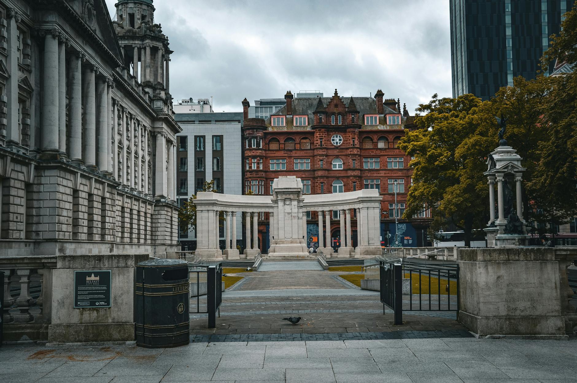 Historic Manchester architecture near a quiet civic square