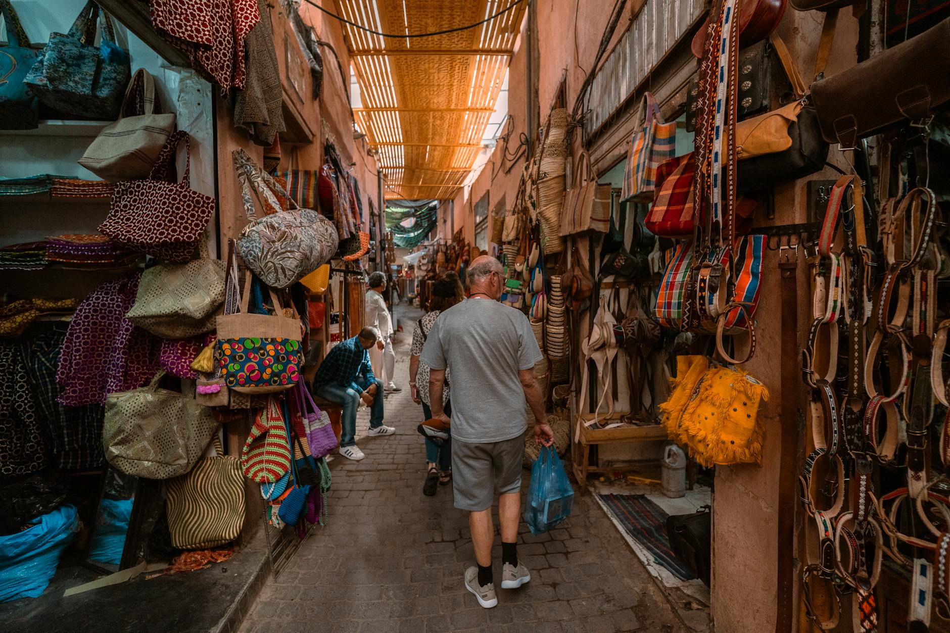 Colorful alley in a Marrakech market