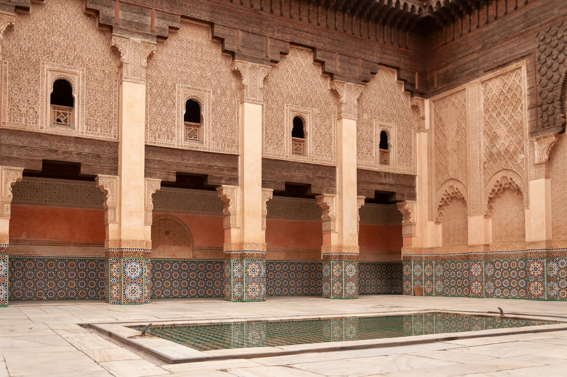 Courtyard of Ben Youssef Madrasa in Marrakech
