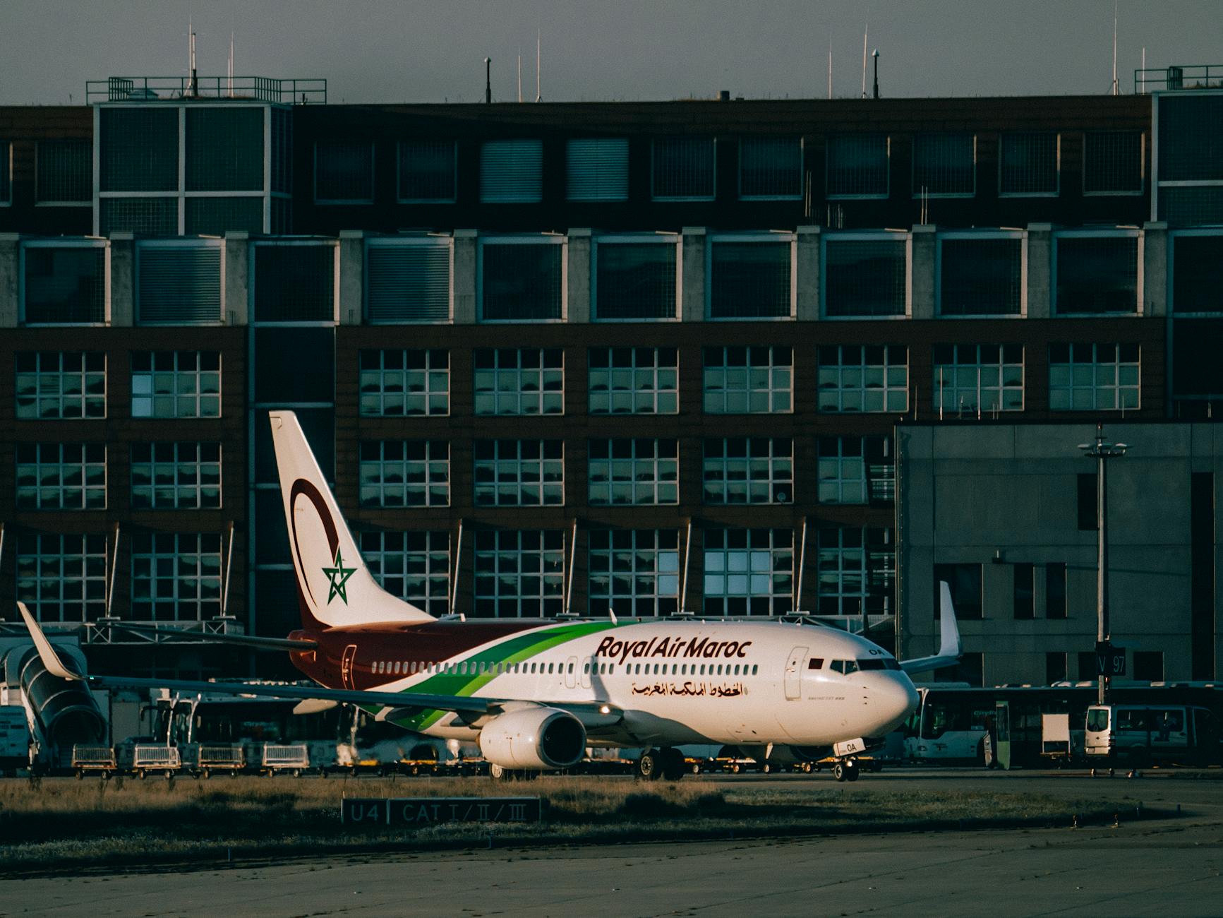 Royal Air Maroc aircraft on an airport apron