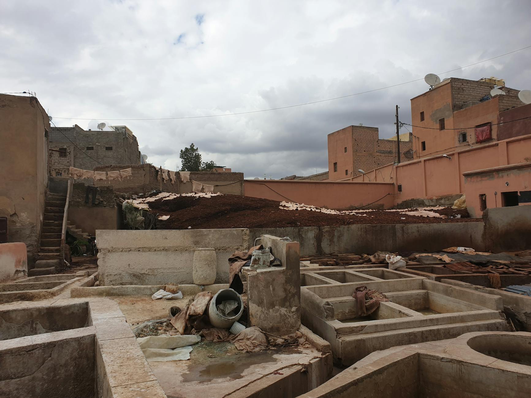 Traditional tanneries in Marrakech seen from above