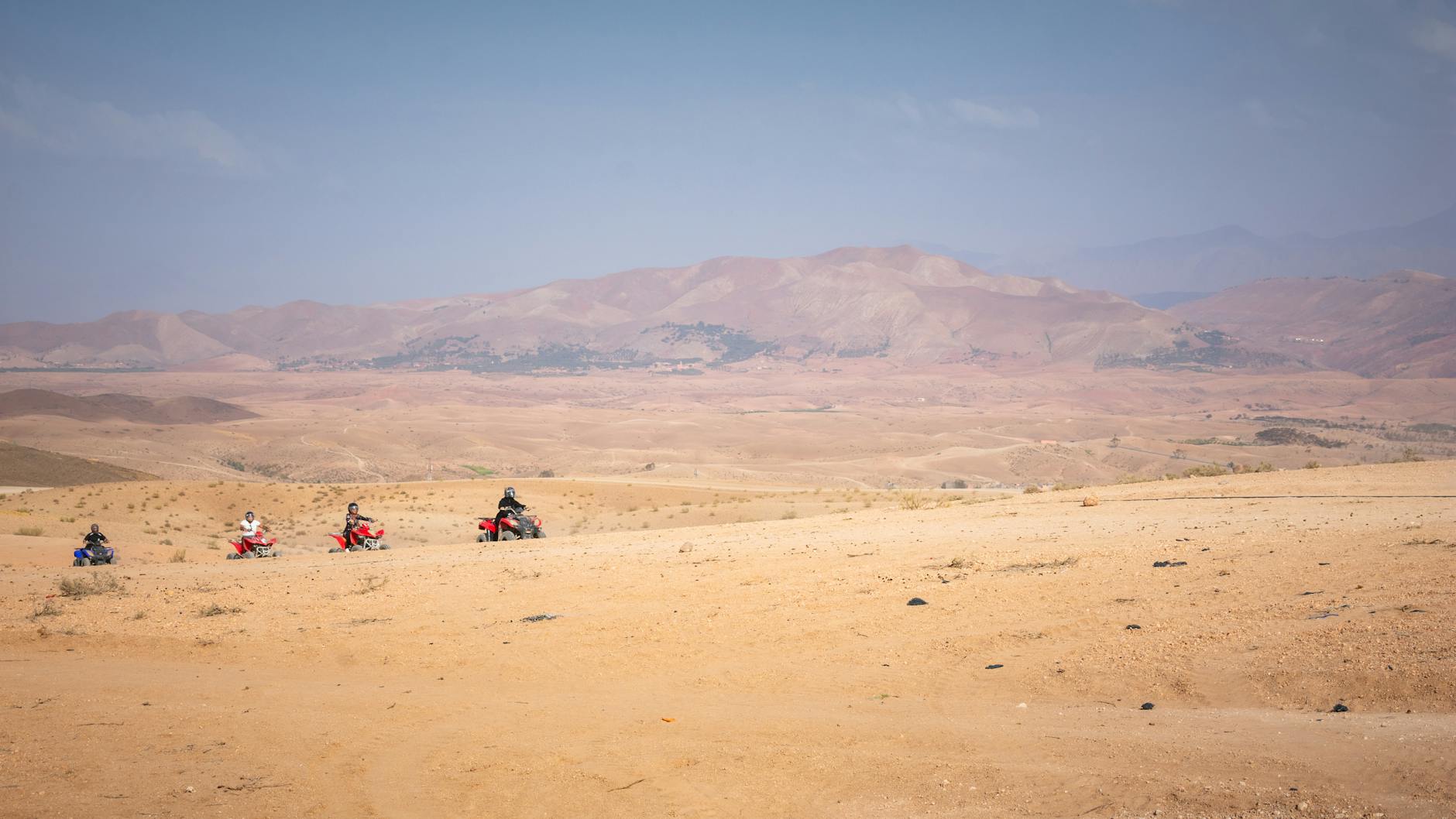 Quad bikers exploring the Agafay desert near Marrakech