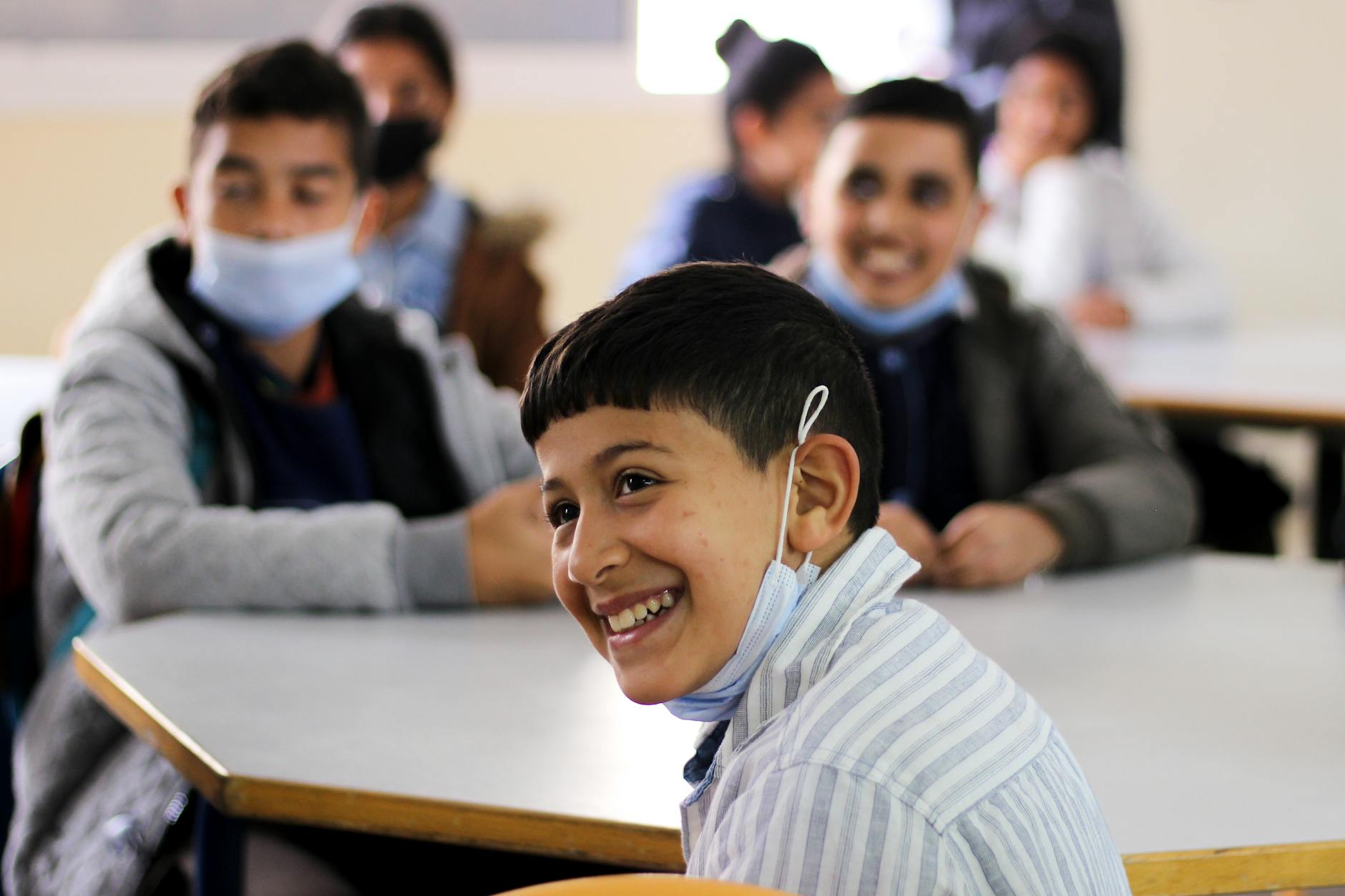 Students smiling in a classroom in Casablanca, Morocco