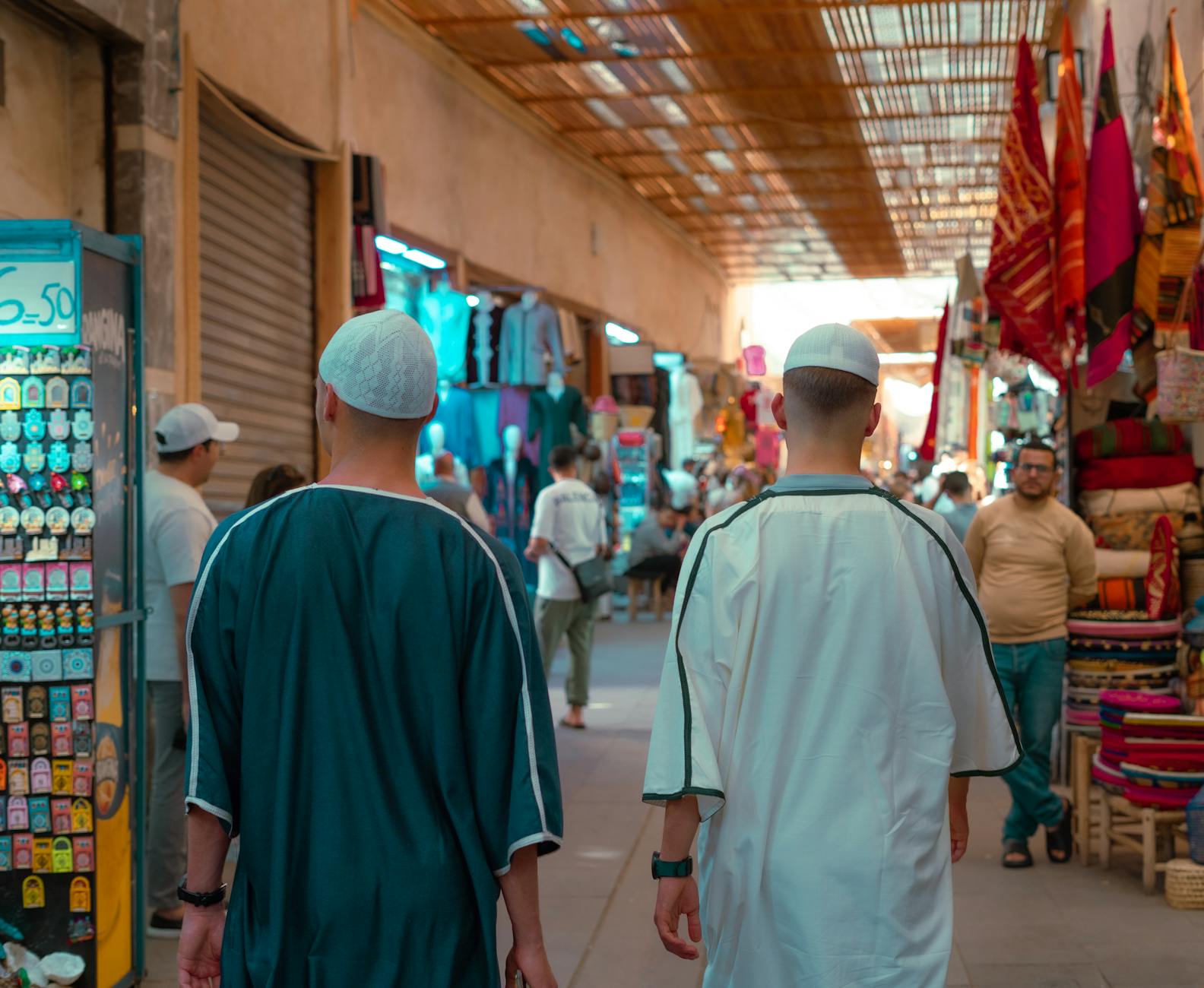 Traditional Moroccan market scene in Marrakech