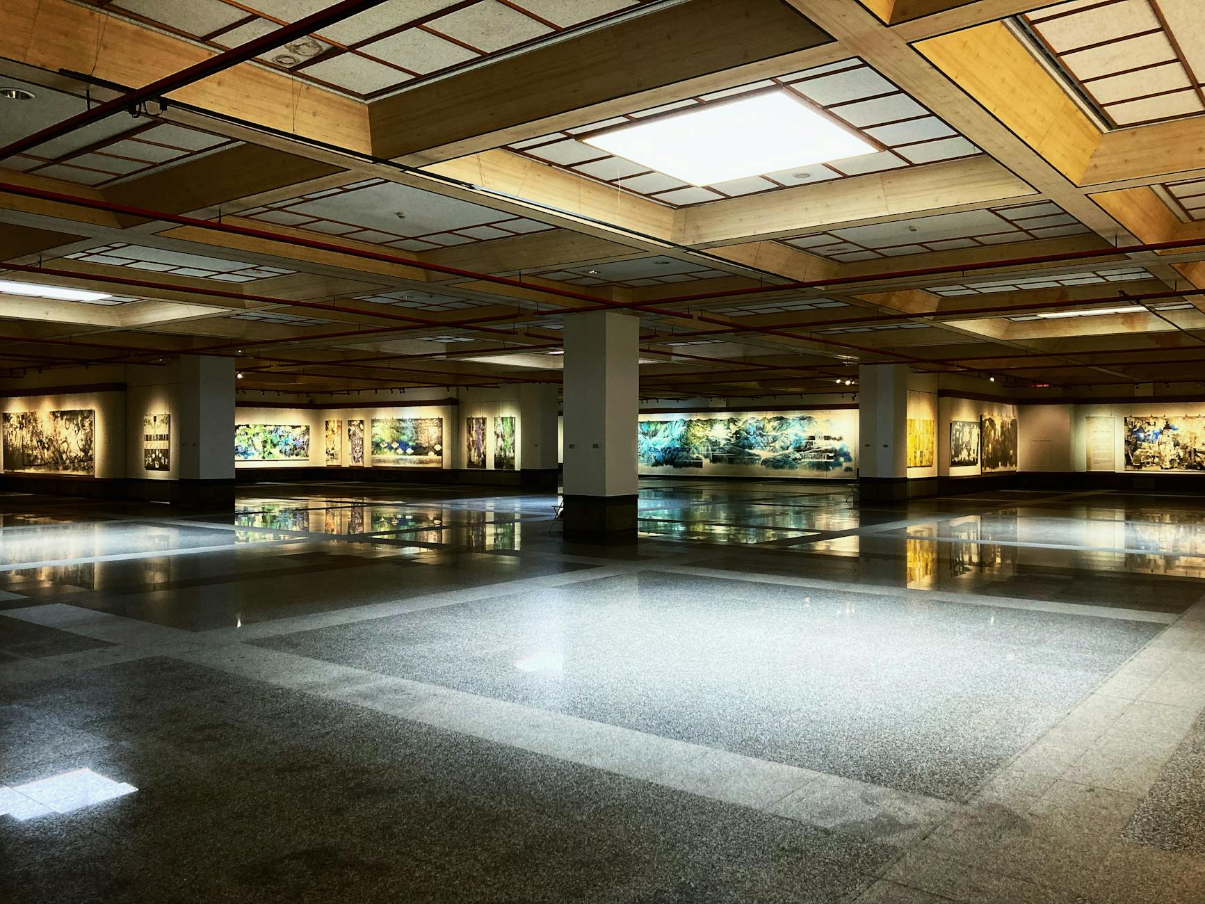 Bright exhibition gallery with open floor space