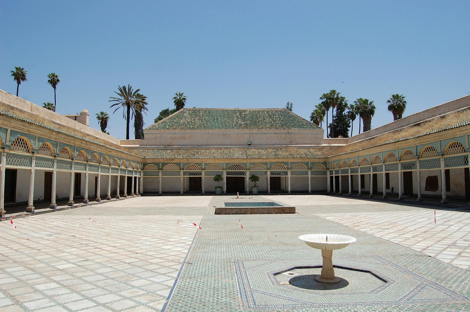 Serene Moroccan palace courtyard with a fountain