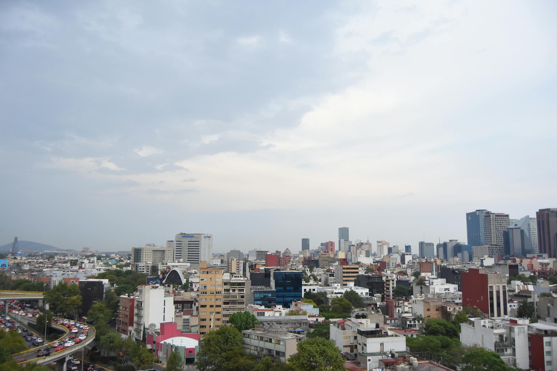 Panoramic Mexico City skyline at dusk