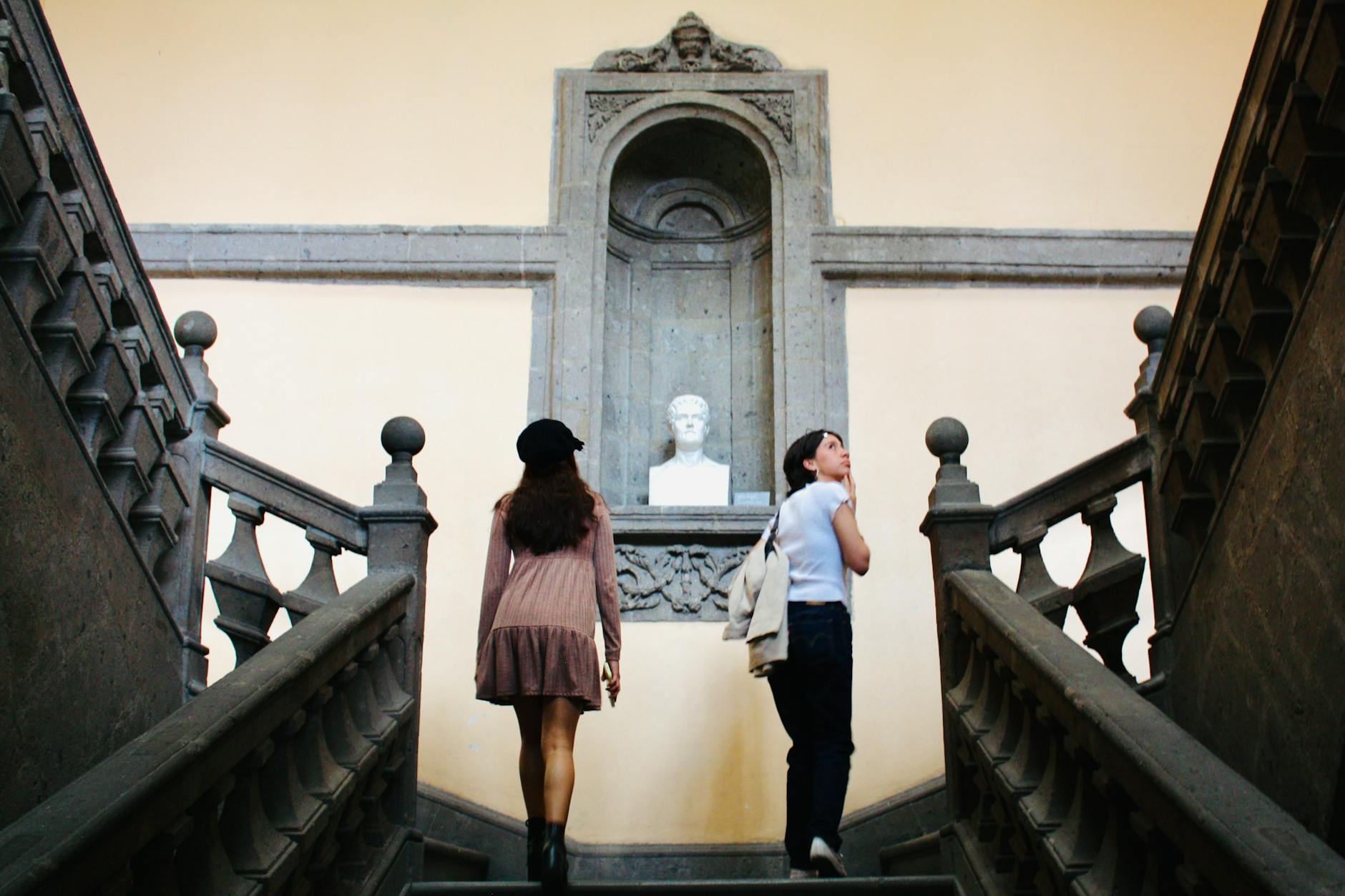 Ornate staircase inside a historic Mexico City building