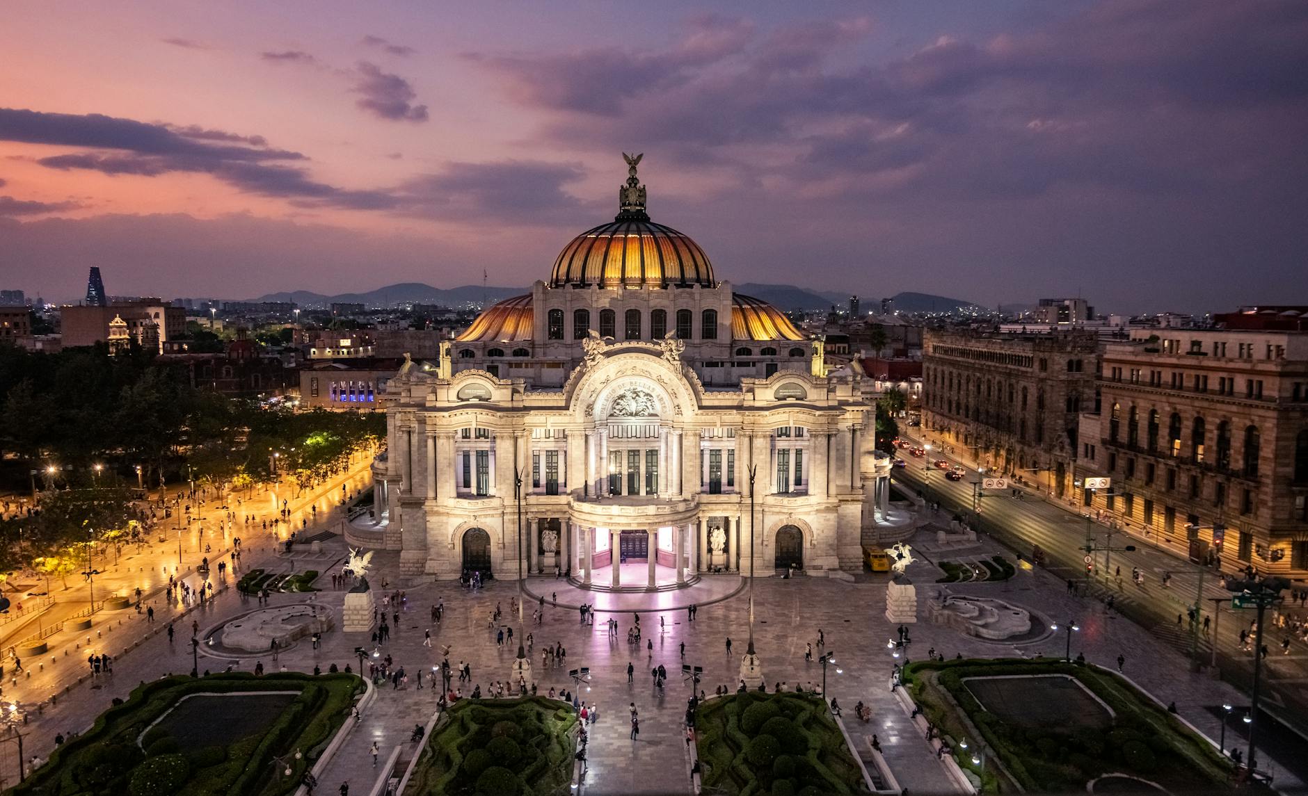 Palacio de Bellas Artes at sunset in Mexico City