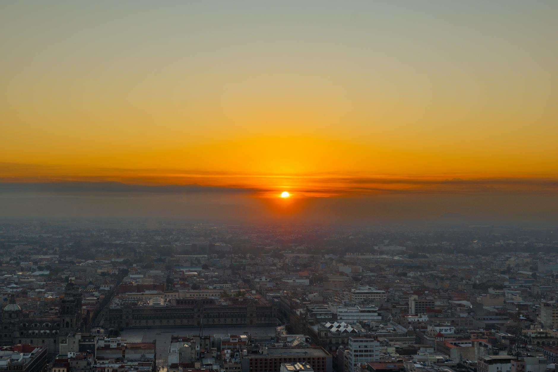Mexico City skyline at sunrise