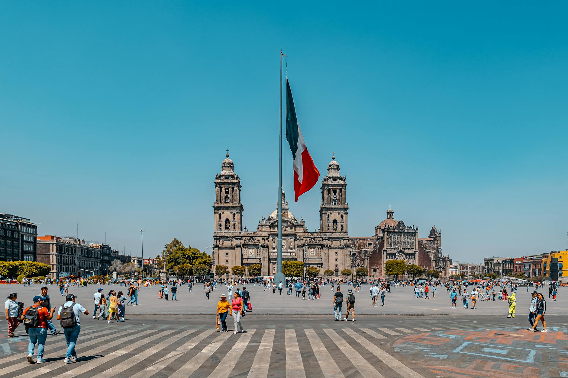 Zocalo Square in Mexico City with the Metropolitan Cathedral