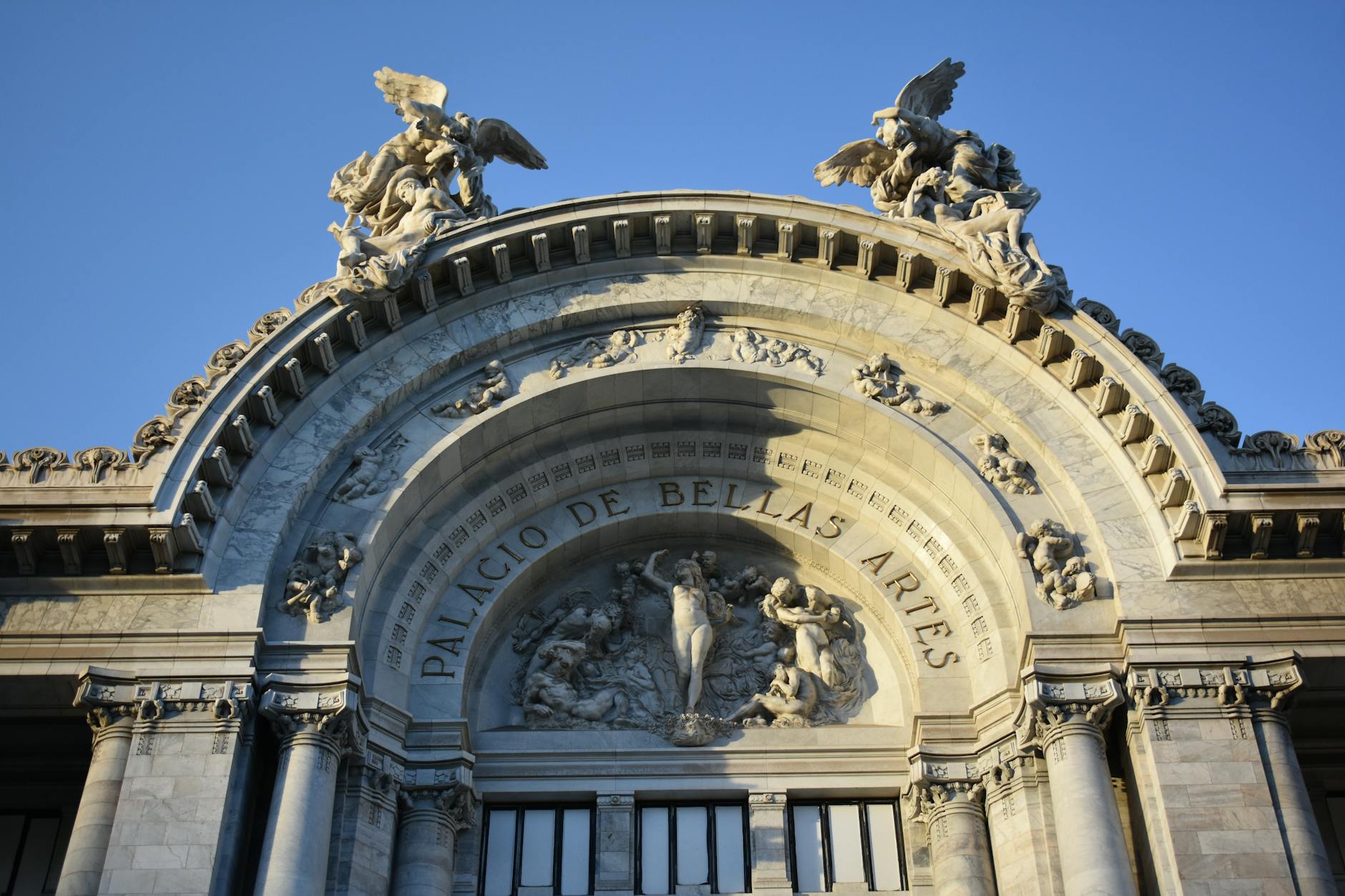 Ornate facade of Palacio de Bellas Artes in Mexico City