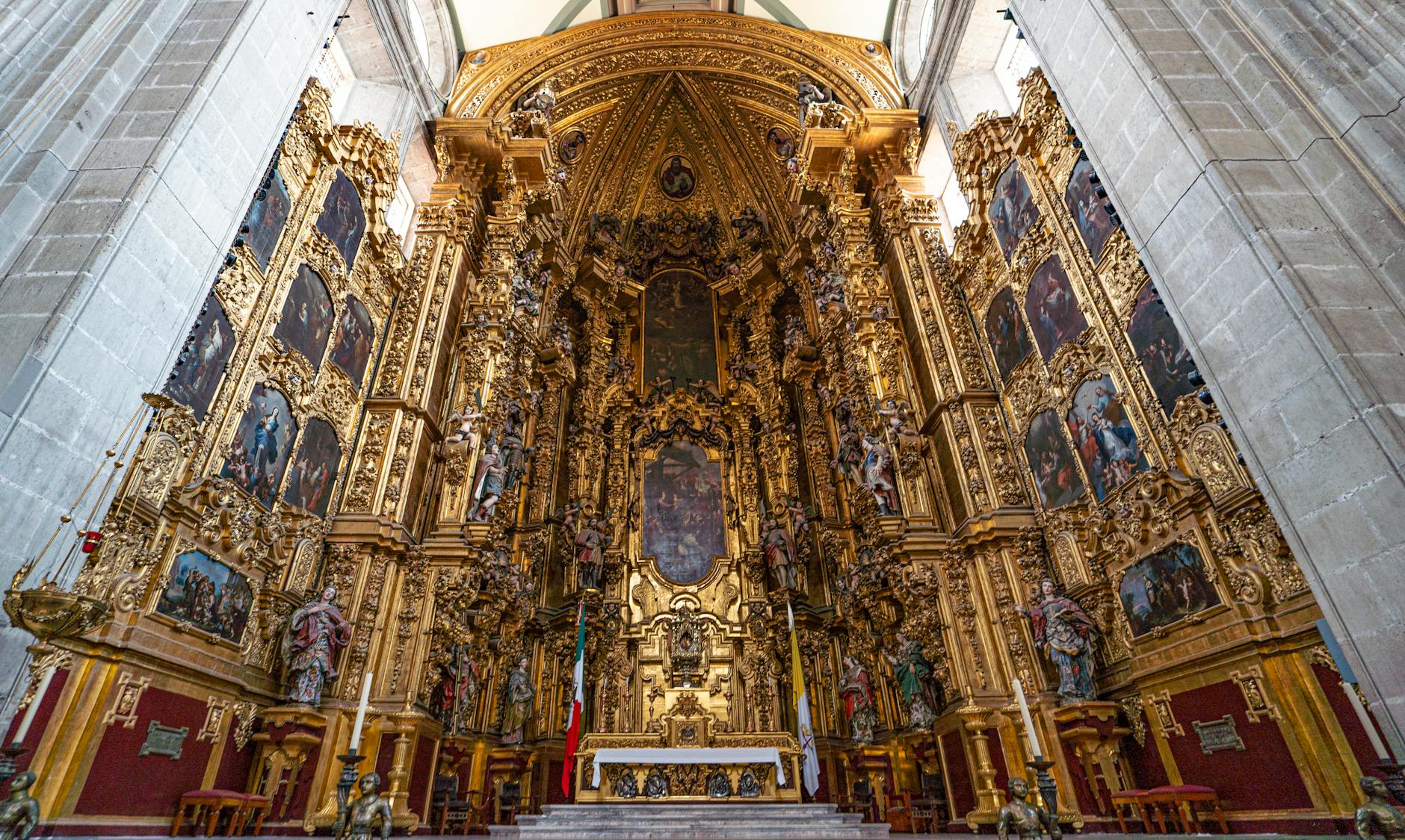 Golden altar inside Mexico City Metropolitan Cathedral