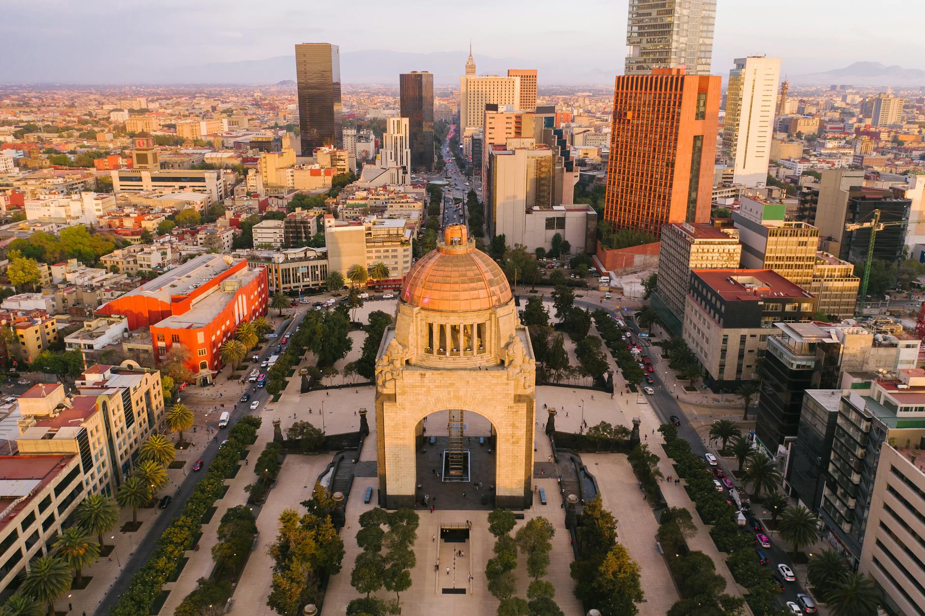 Aerial view of Monumento a la Revolucion in Mexico City