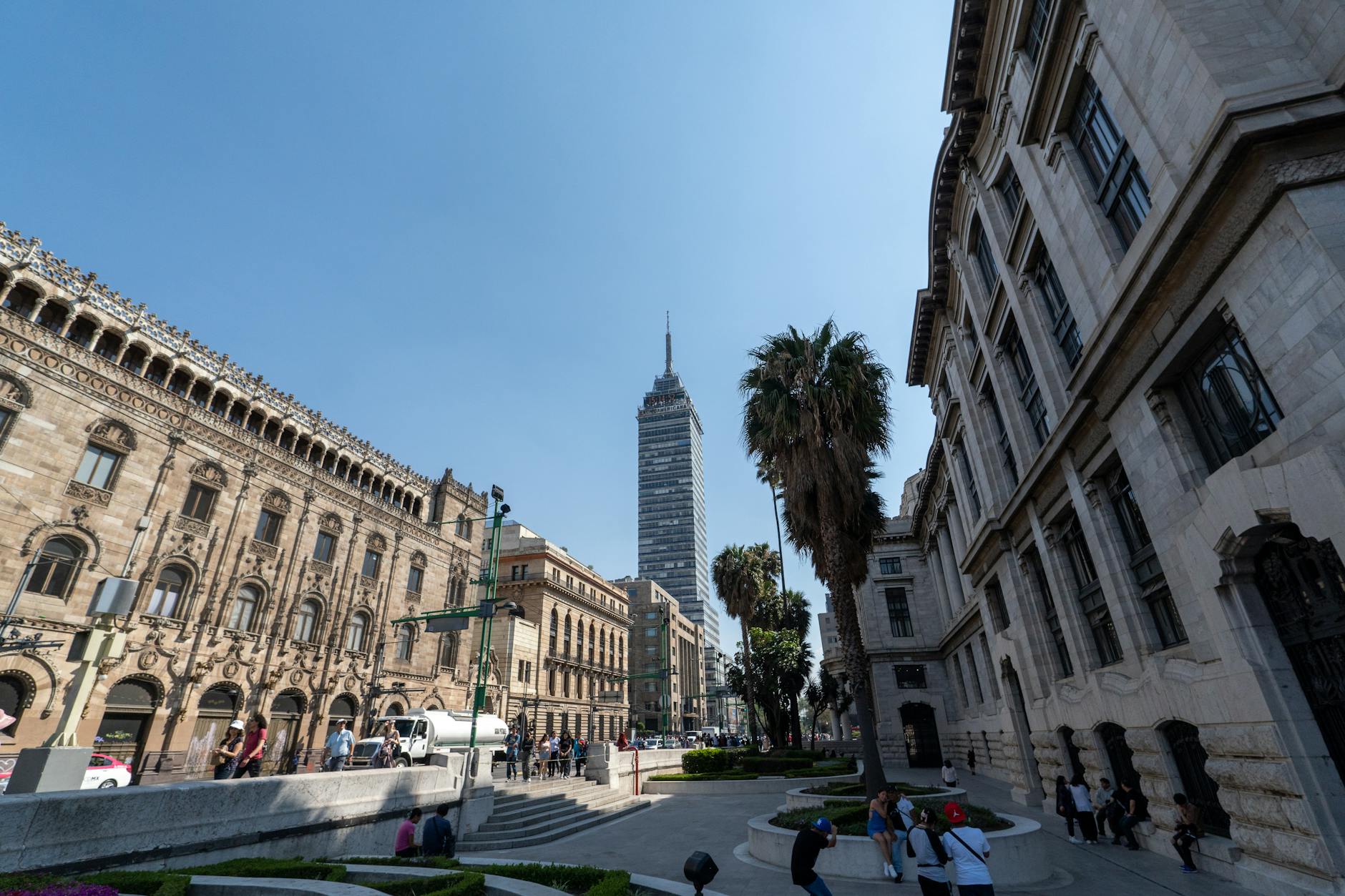 Torre Latinoamericana and historic buildings in Mexico City