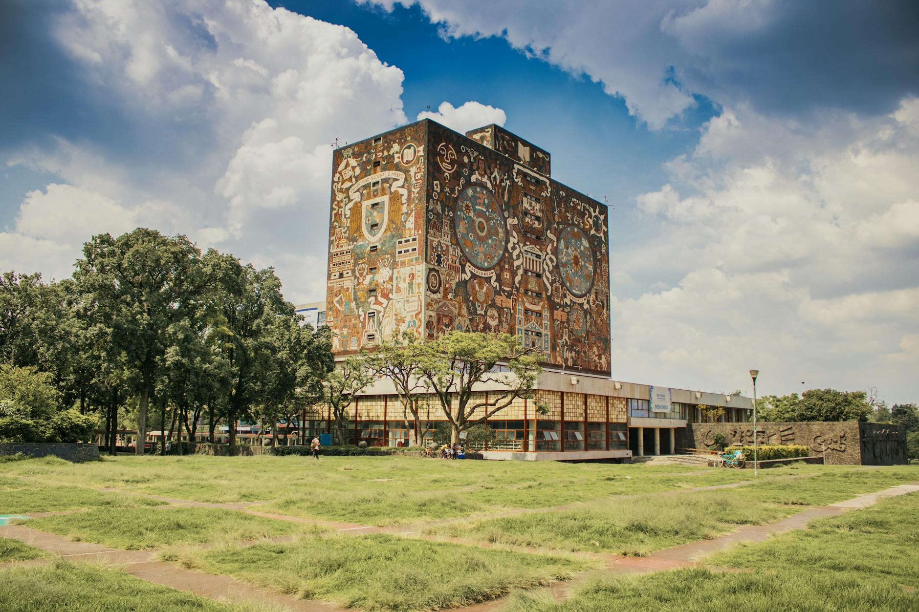 UNAM Central Library mural in Mexico City