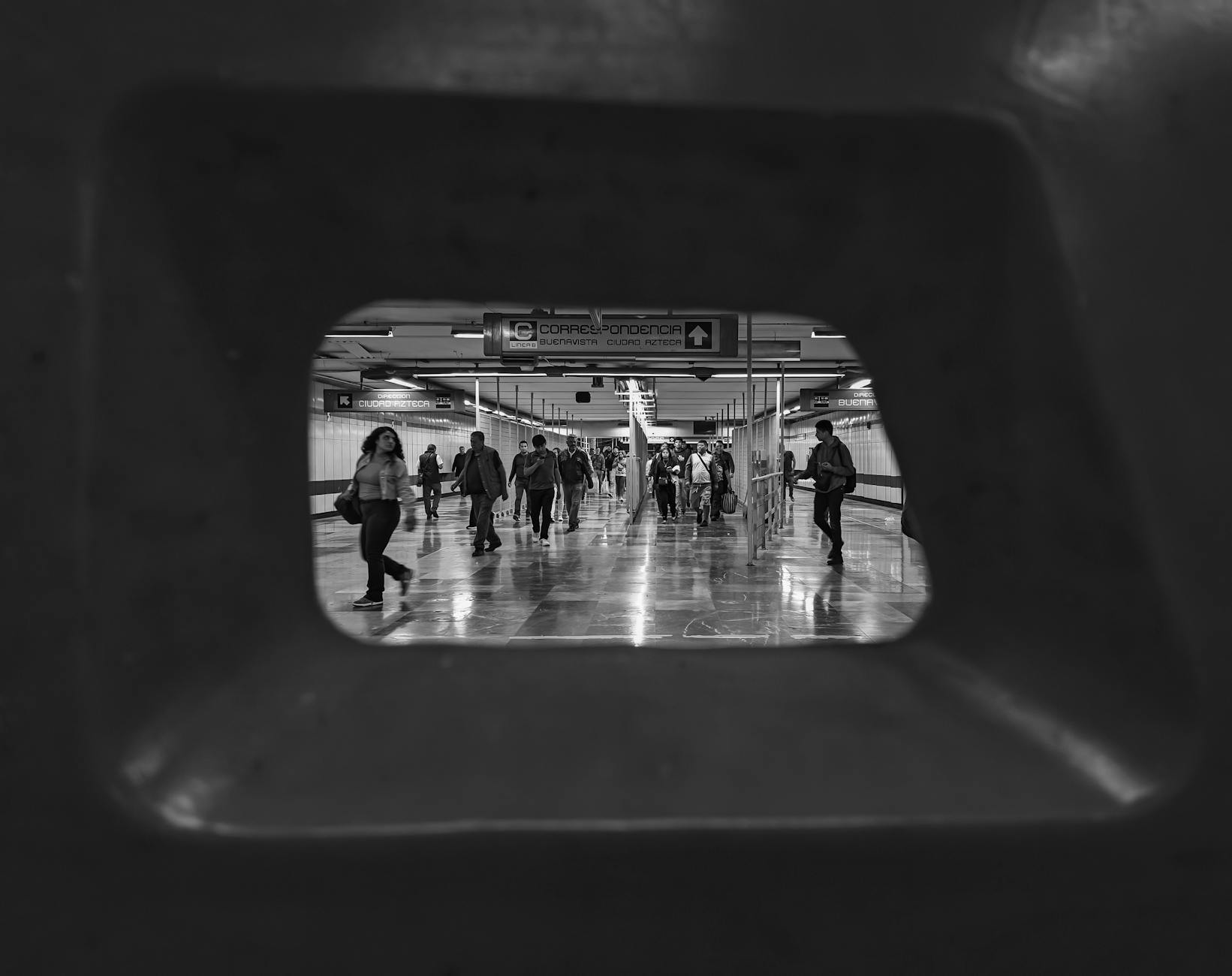 People inside a Mexico City Metro station