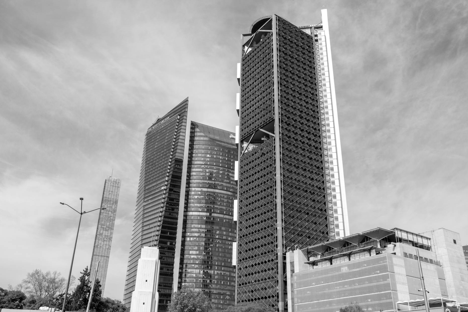 Modern skyscrapers in Mexico City's business skyline