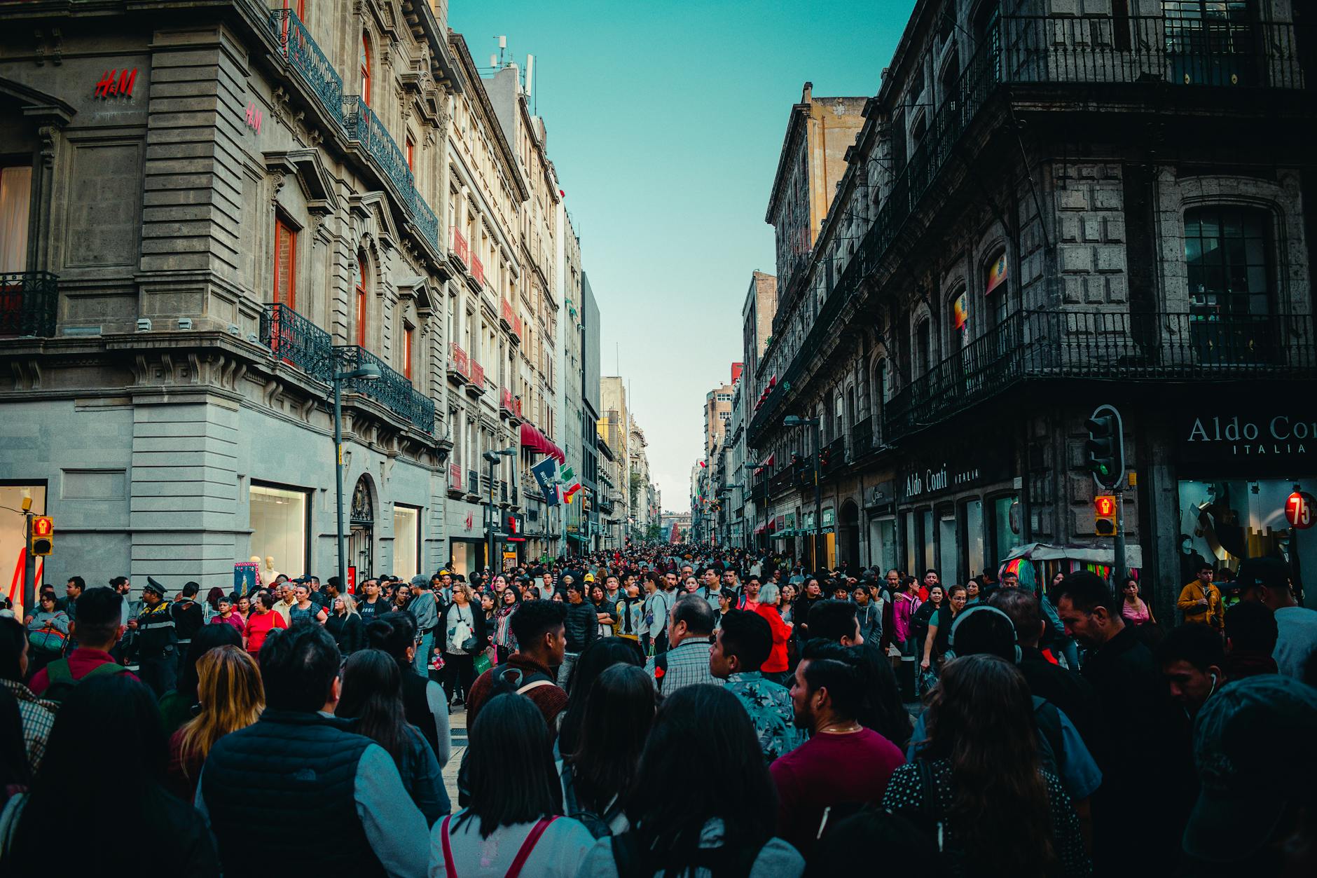 Crowded Madero Street in Mexico City