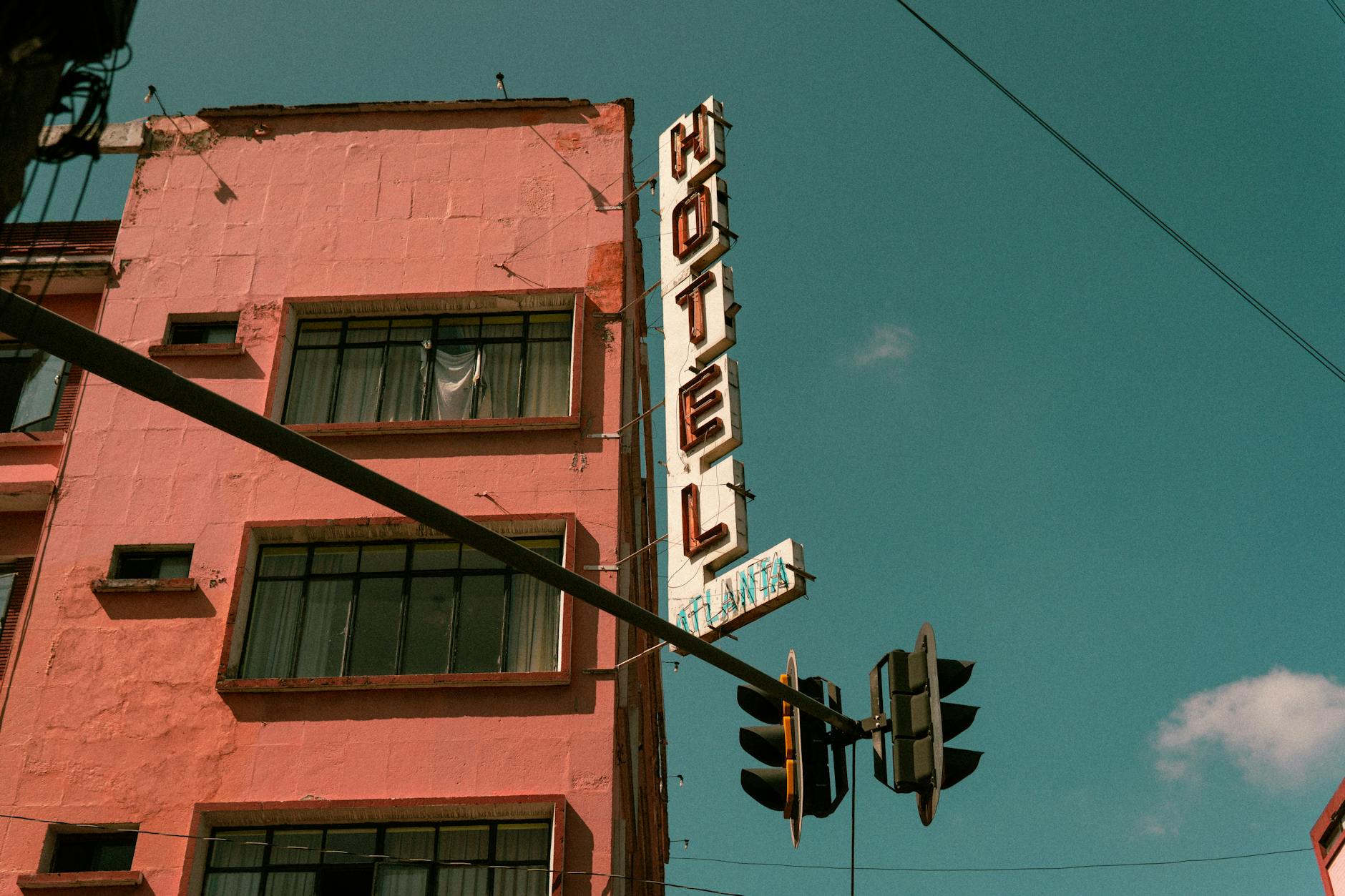 Vintage hotel sign on a Mexico City building