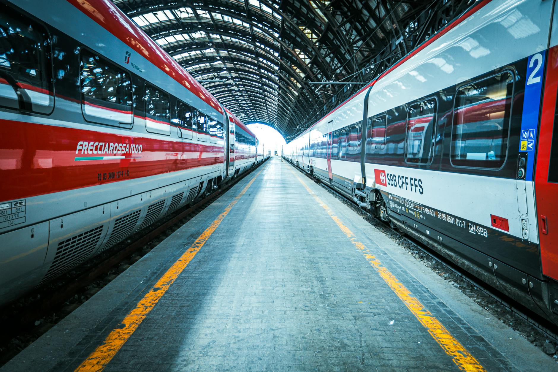 High-speed trains at Milano Centrale Station