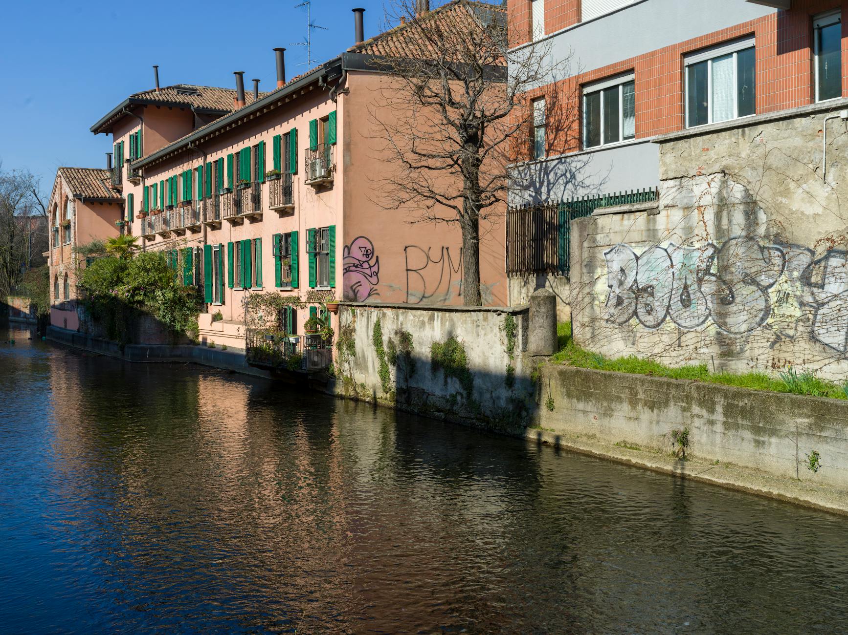 Canal-side buildings in Milan