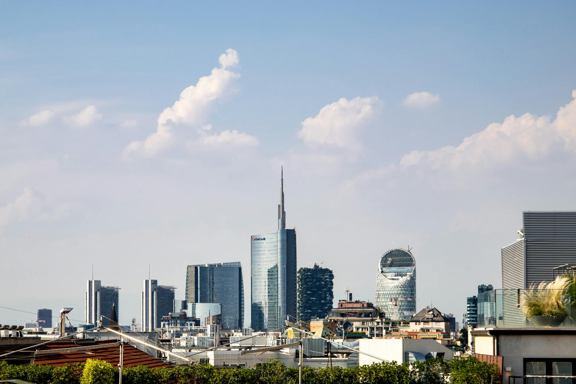 Modern Milan skyline with skyscrapers