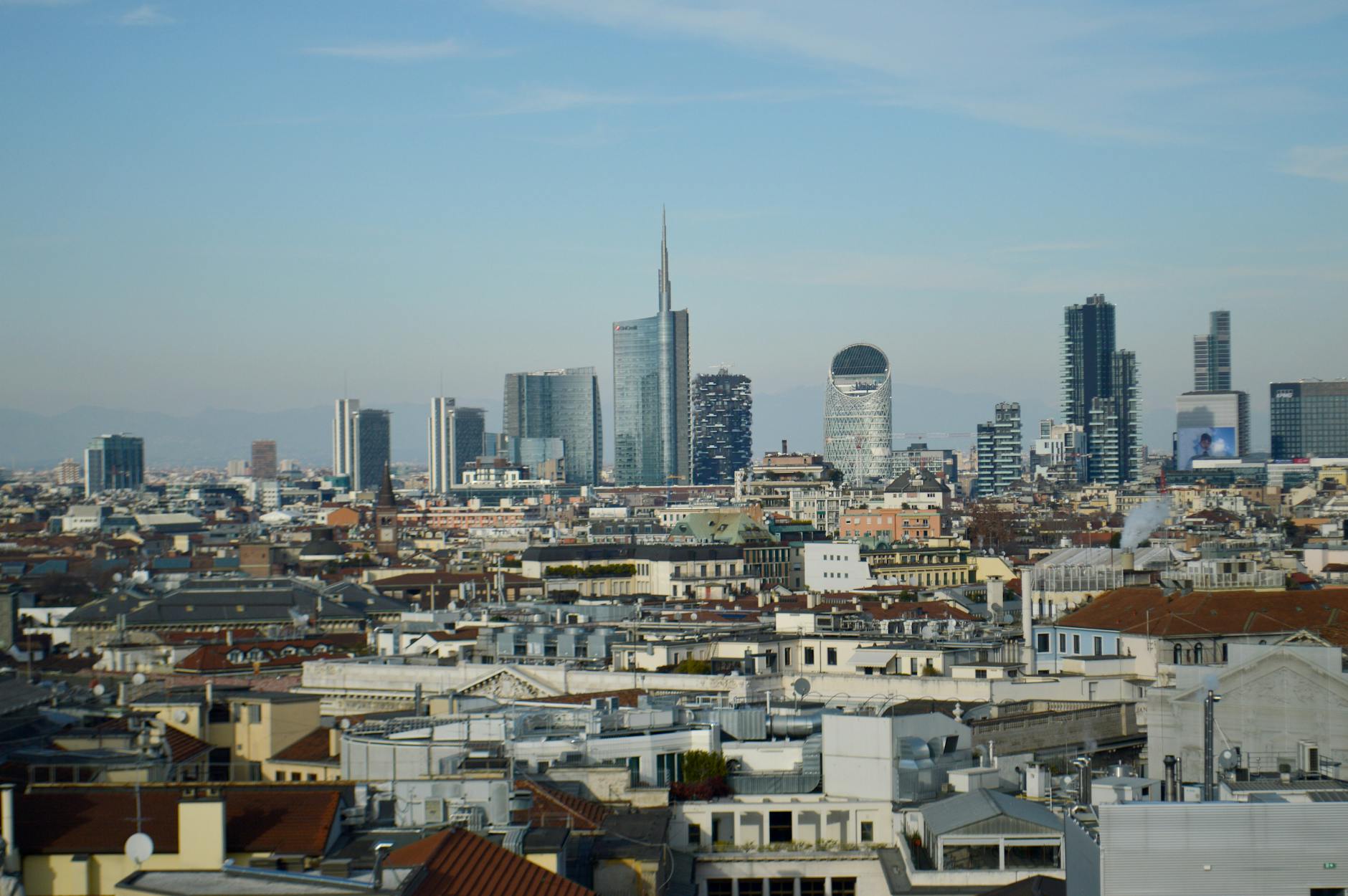 Aerial view of Milan's modern skyline