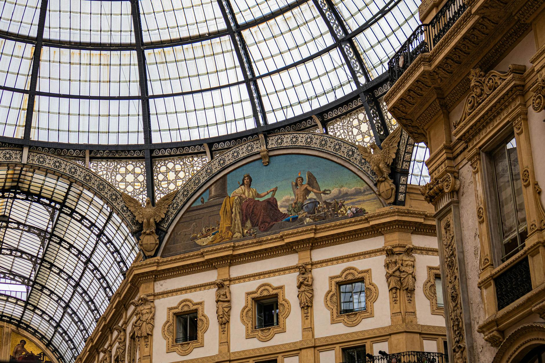 Decorative wall detail inside Galleria Vittorio Emanuele II
