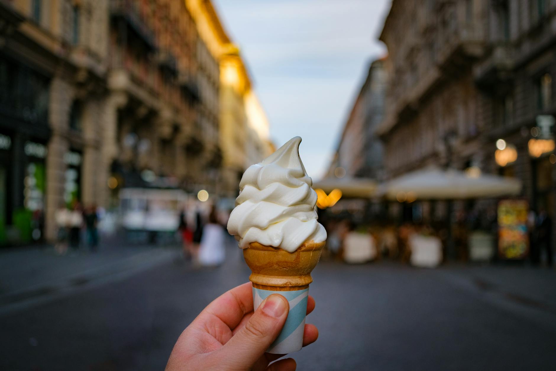Ice cream cone on a Milan street