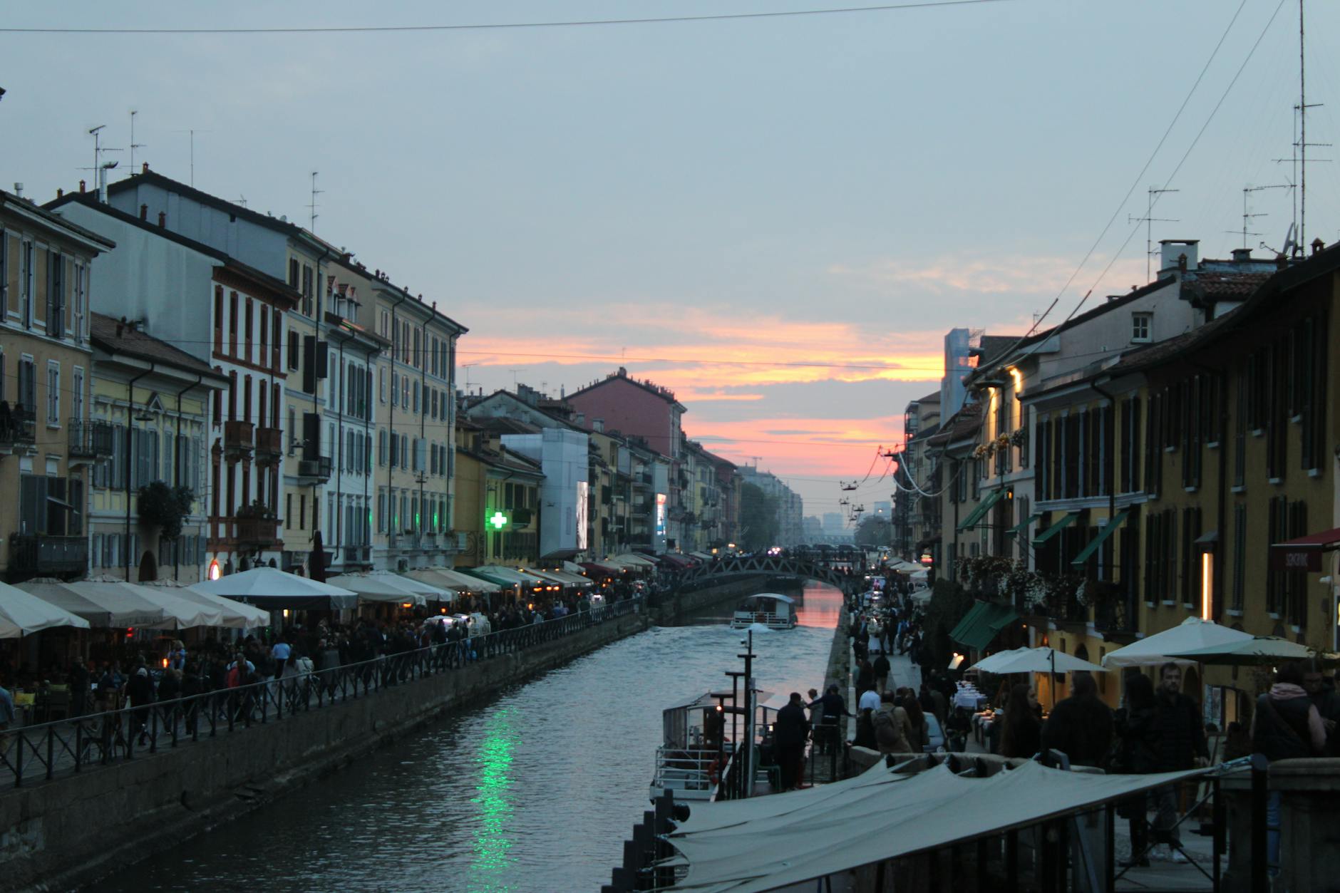 Naviglio Grande in Milan at sunset