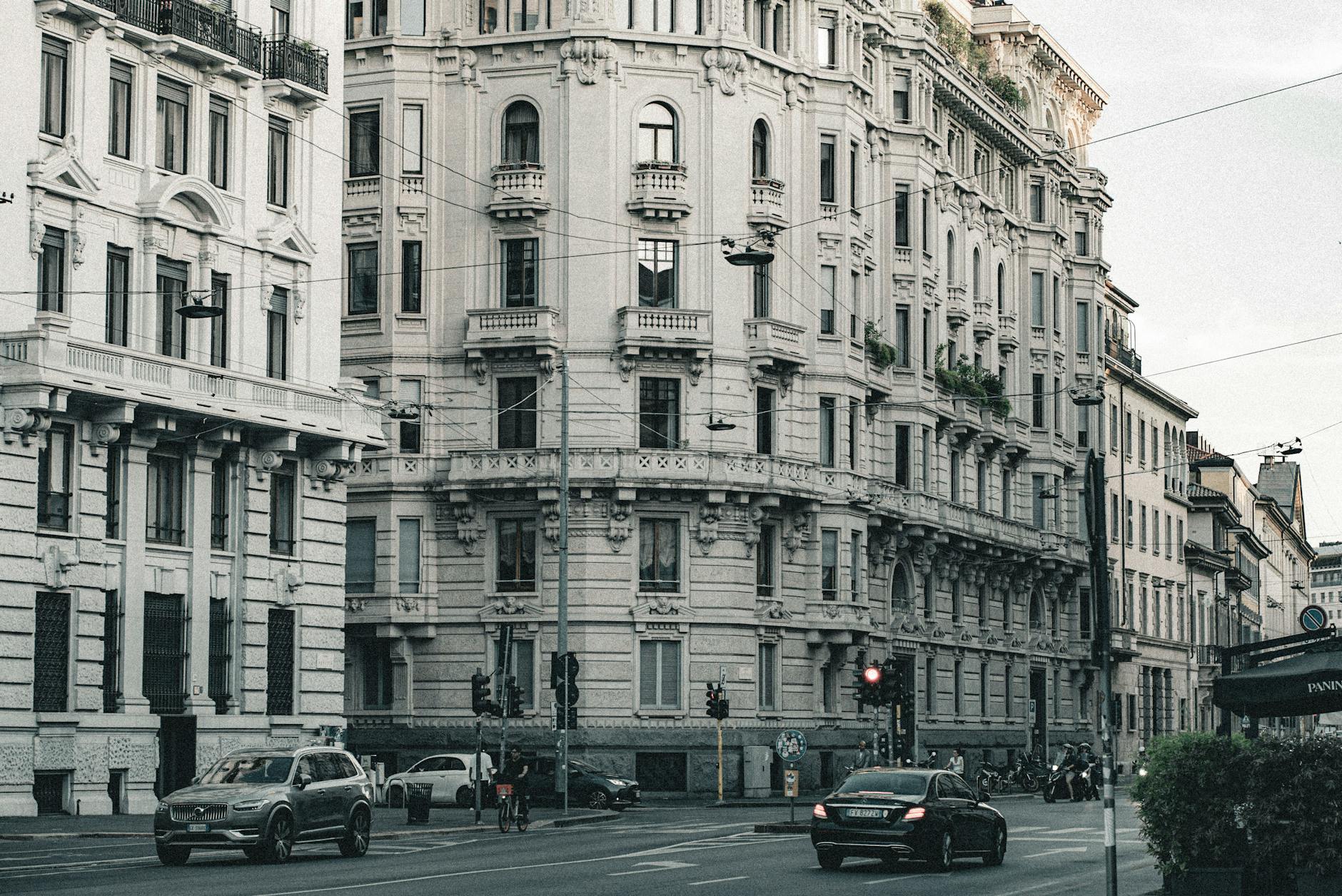 Historic architecture on a Milan street