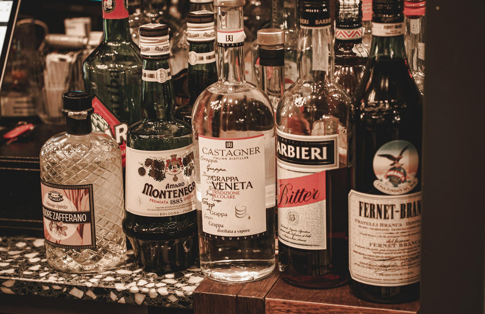 Bar counter with bottles in Milan