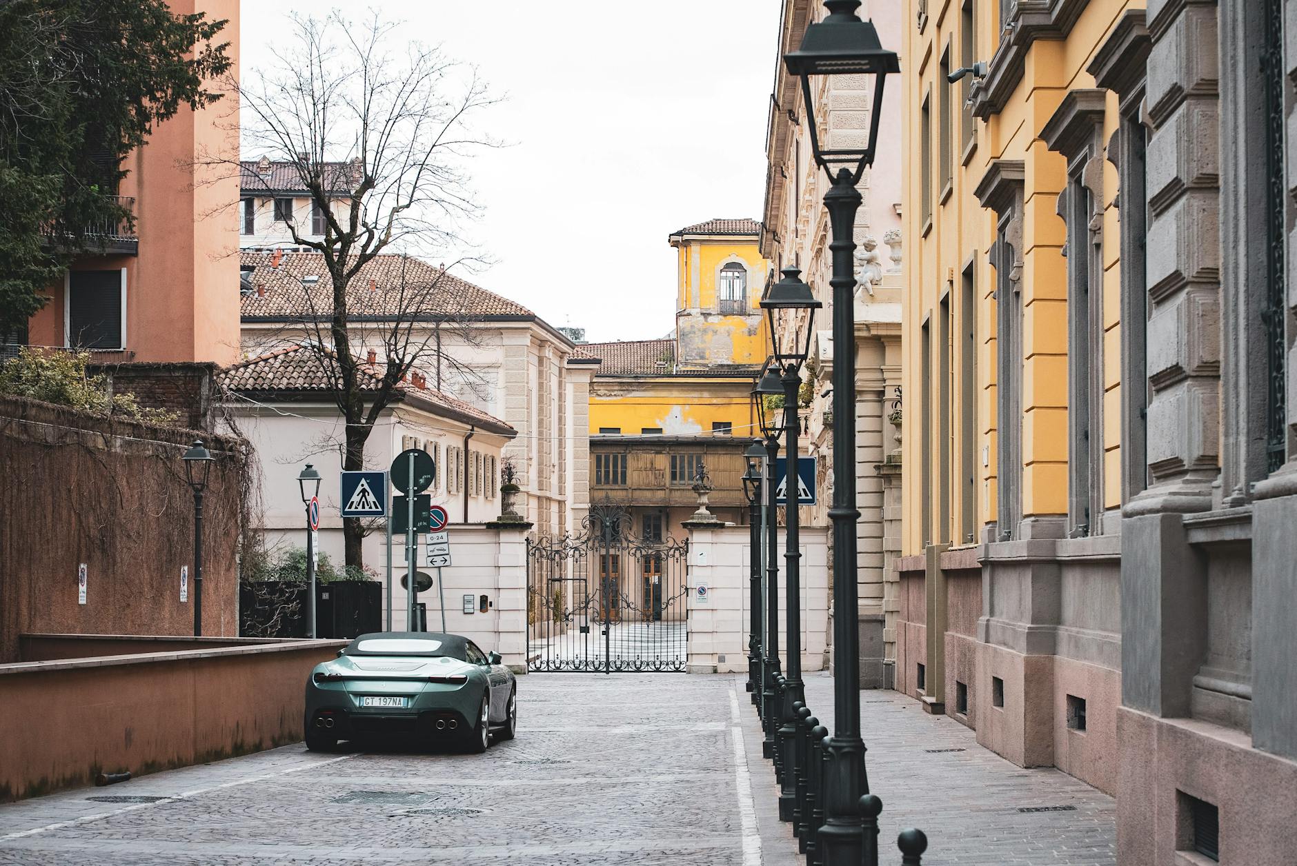 Quiet historic street in Milan