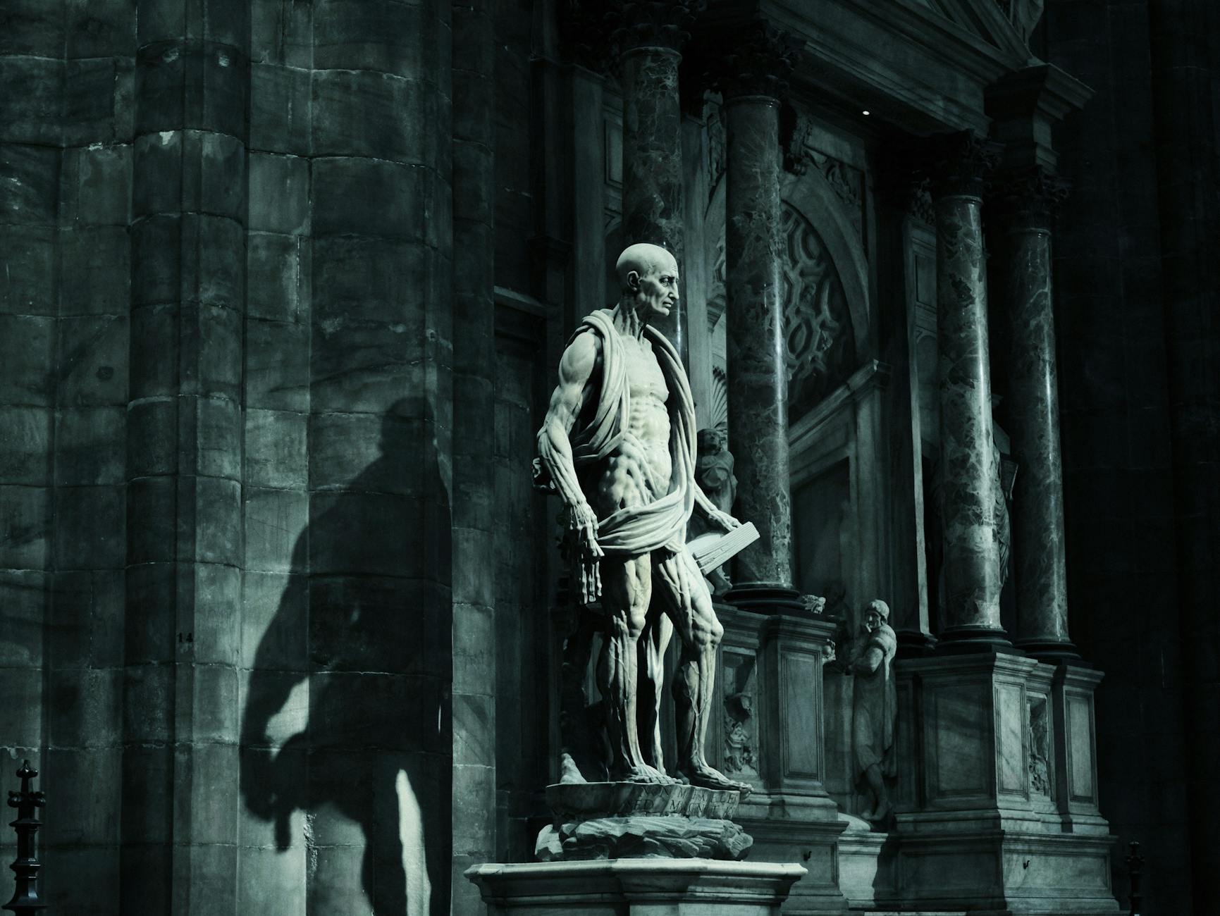 Religious statue inside Milan Cathedral