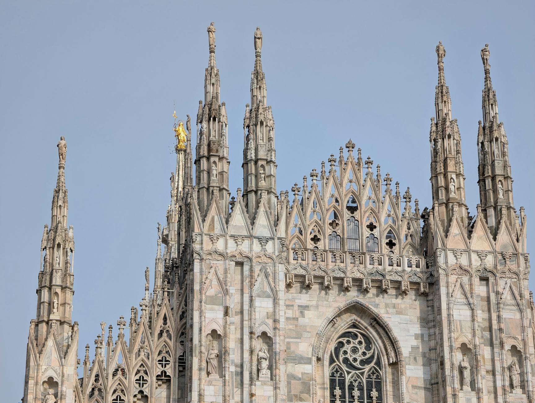 Close-up of Milan Cathedral spires