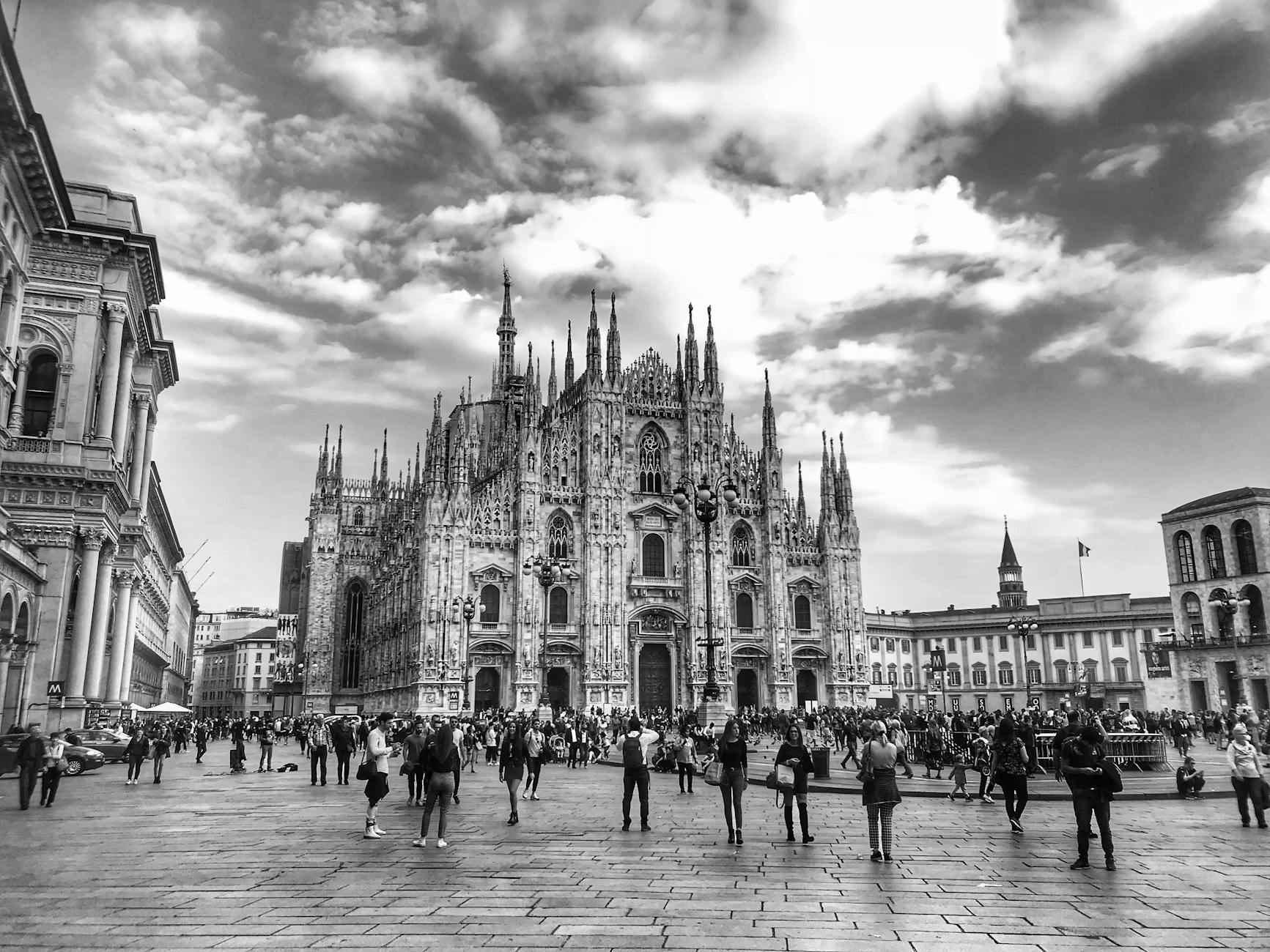 Duomo di Milano with a crowd in the square