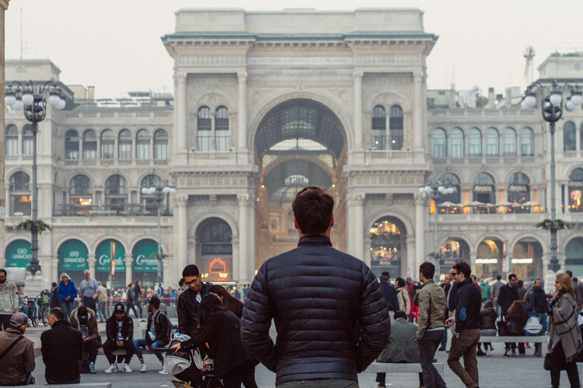 People outside Galleria Vittorio Emanuele II in Milan