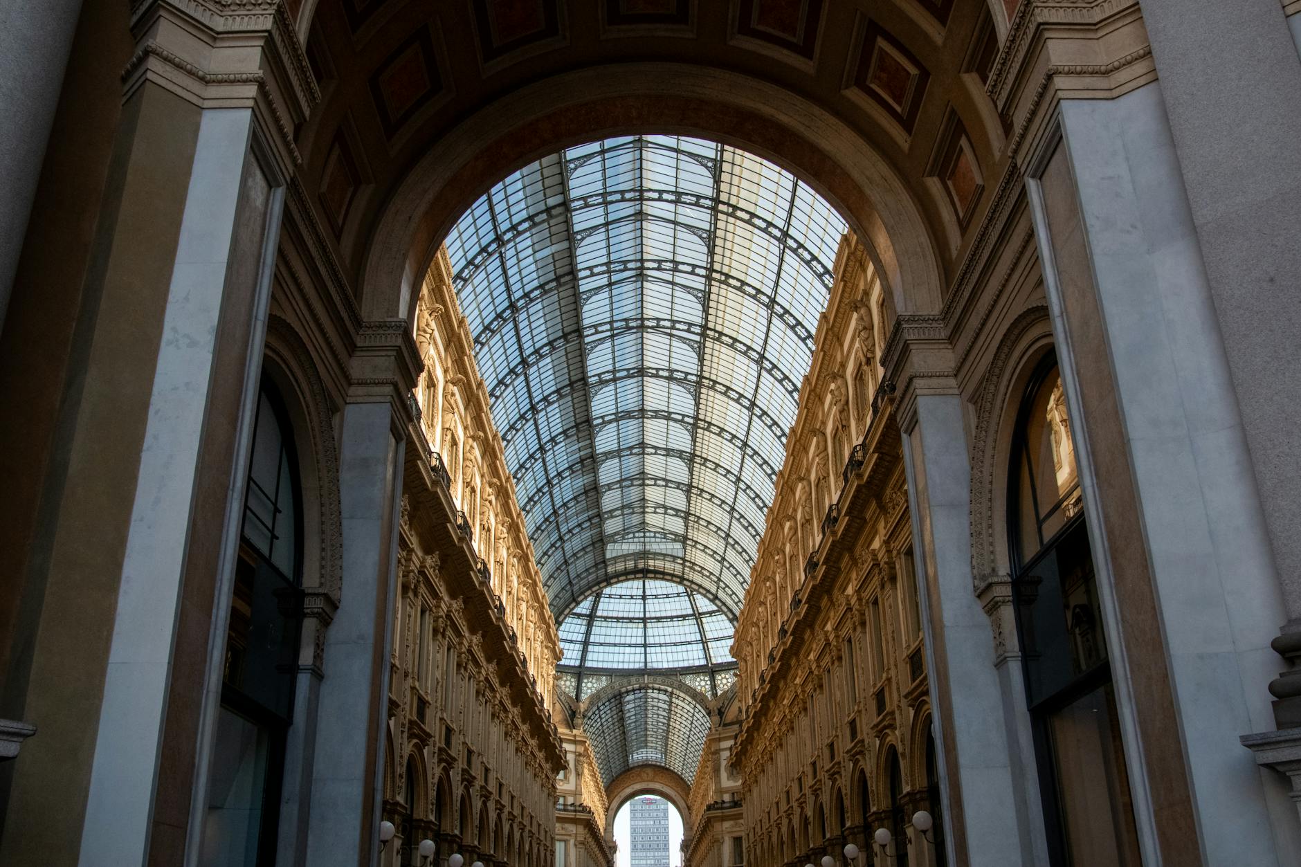 Glass dome and archway in Galleria Vittorio Emanuele II