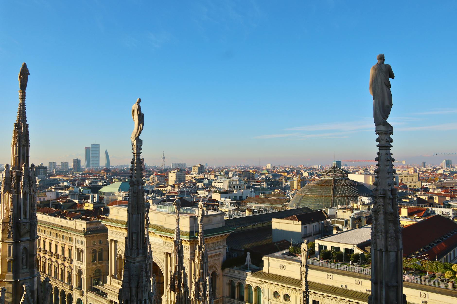 Aerial view of Milan from the Duomo rooftop