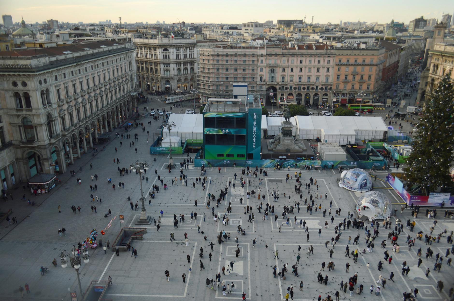 Aerial view over central Milan