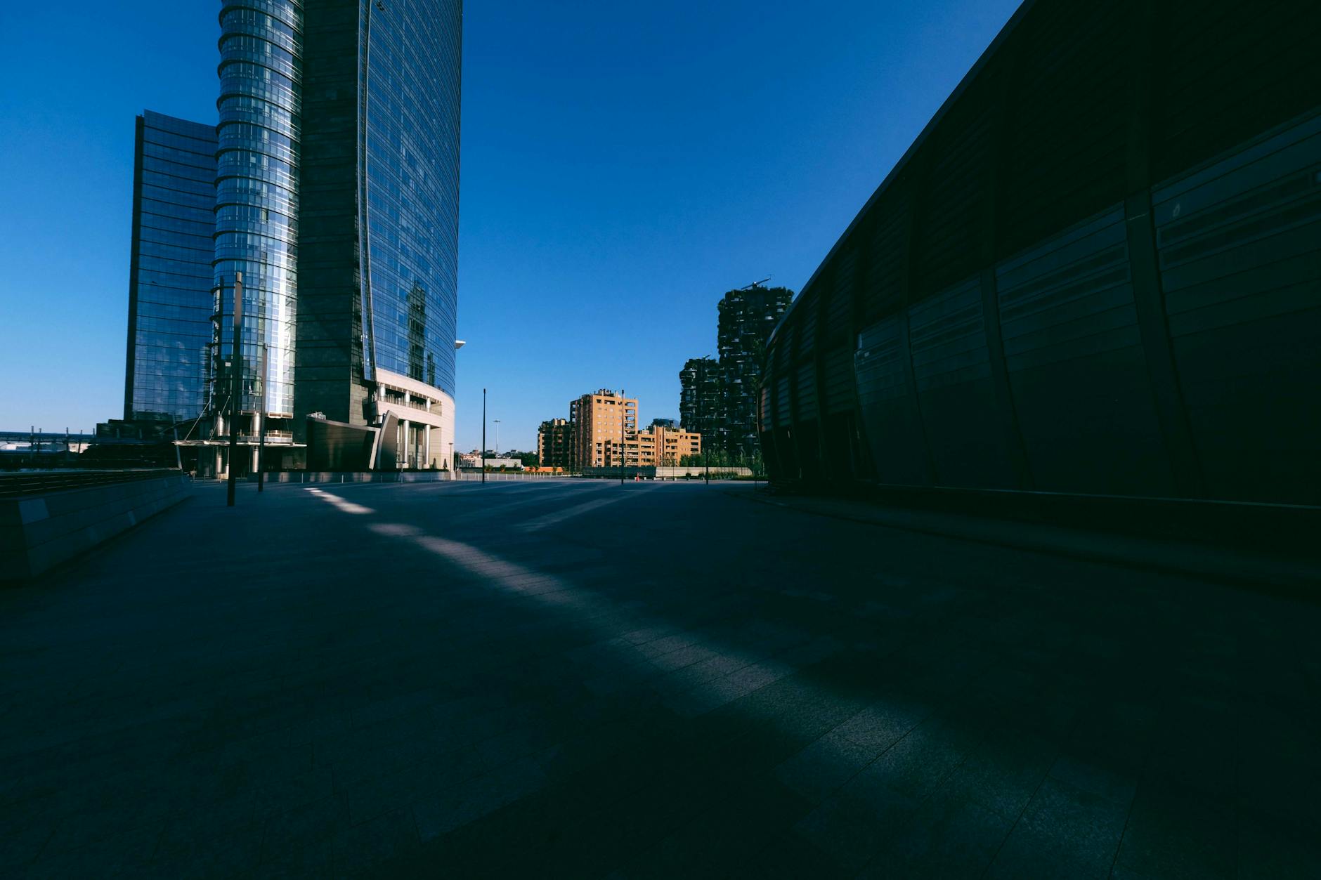Modern commercial square in Milan