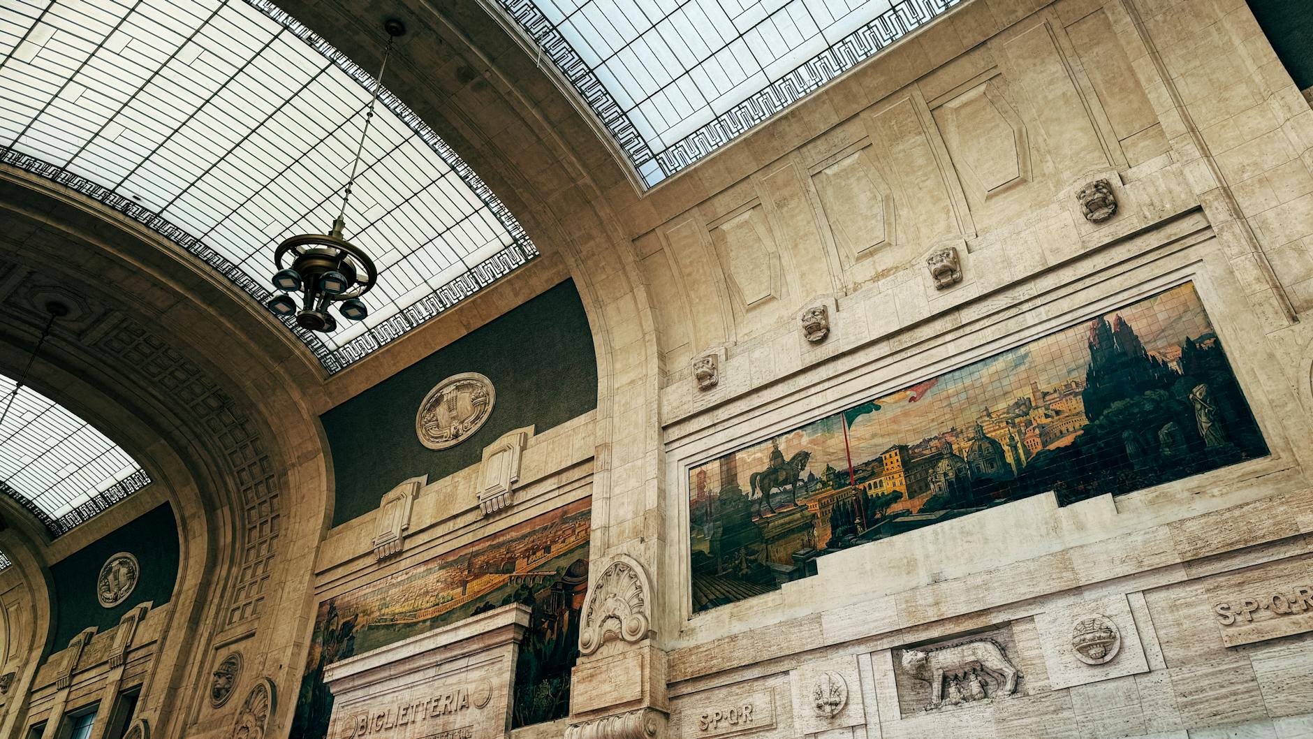 Historic ceiling detail inside a station
