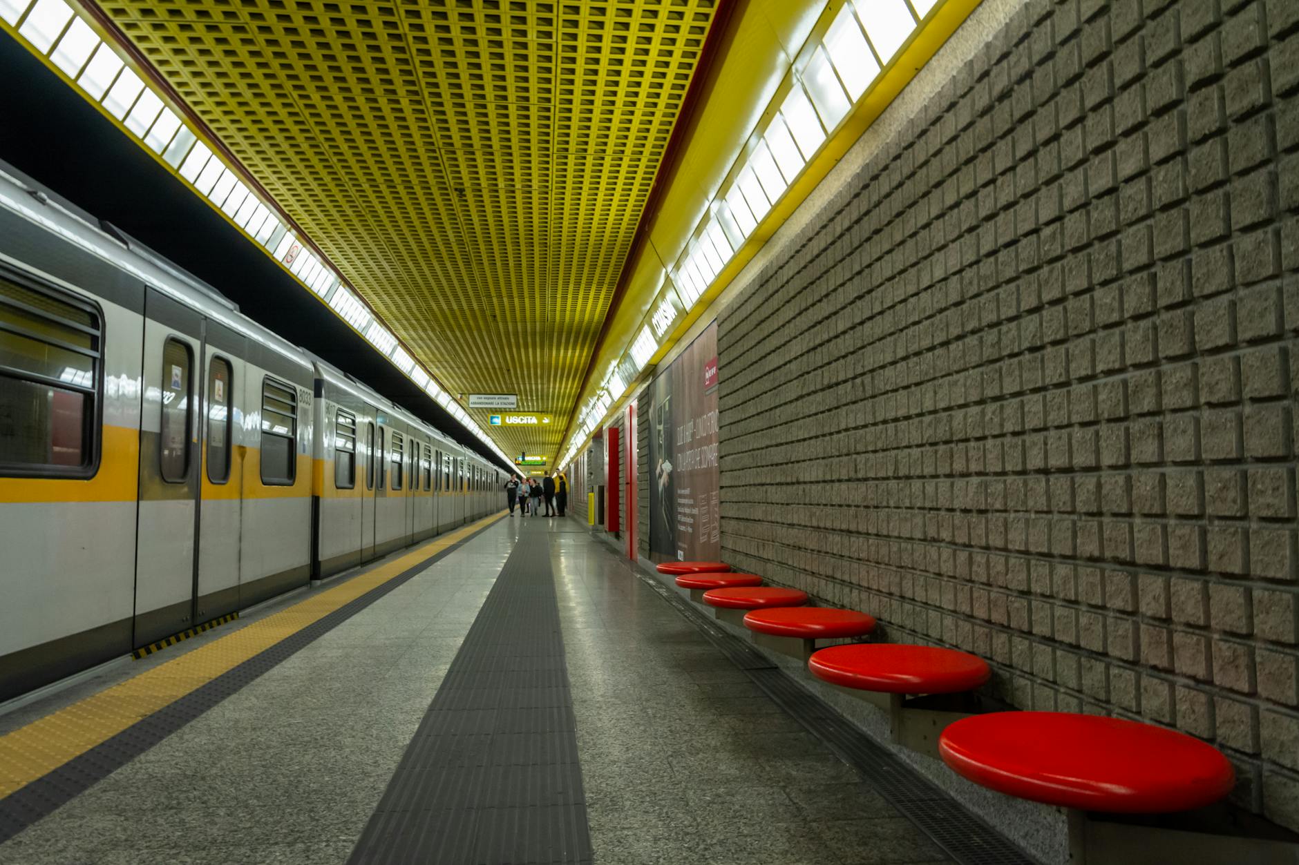 Empty subway platform in Milan