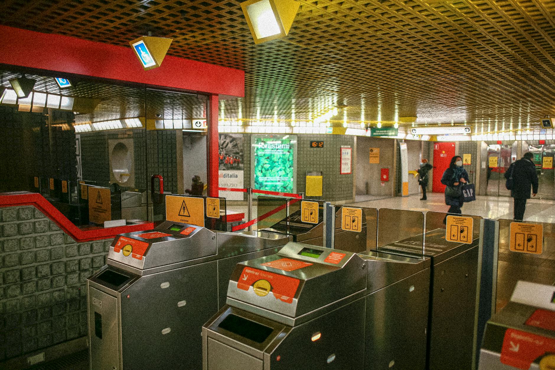 Ticket gates at a Milan metro station