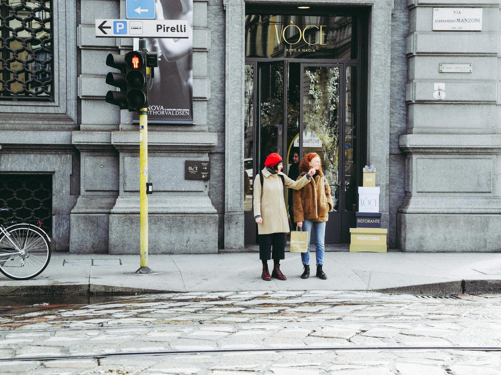 Women near a fashion store in Milan