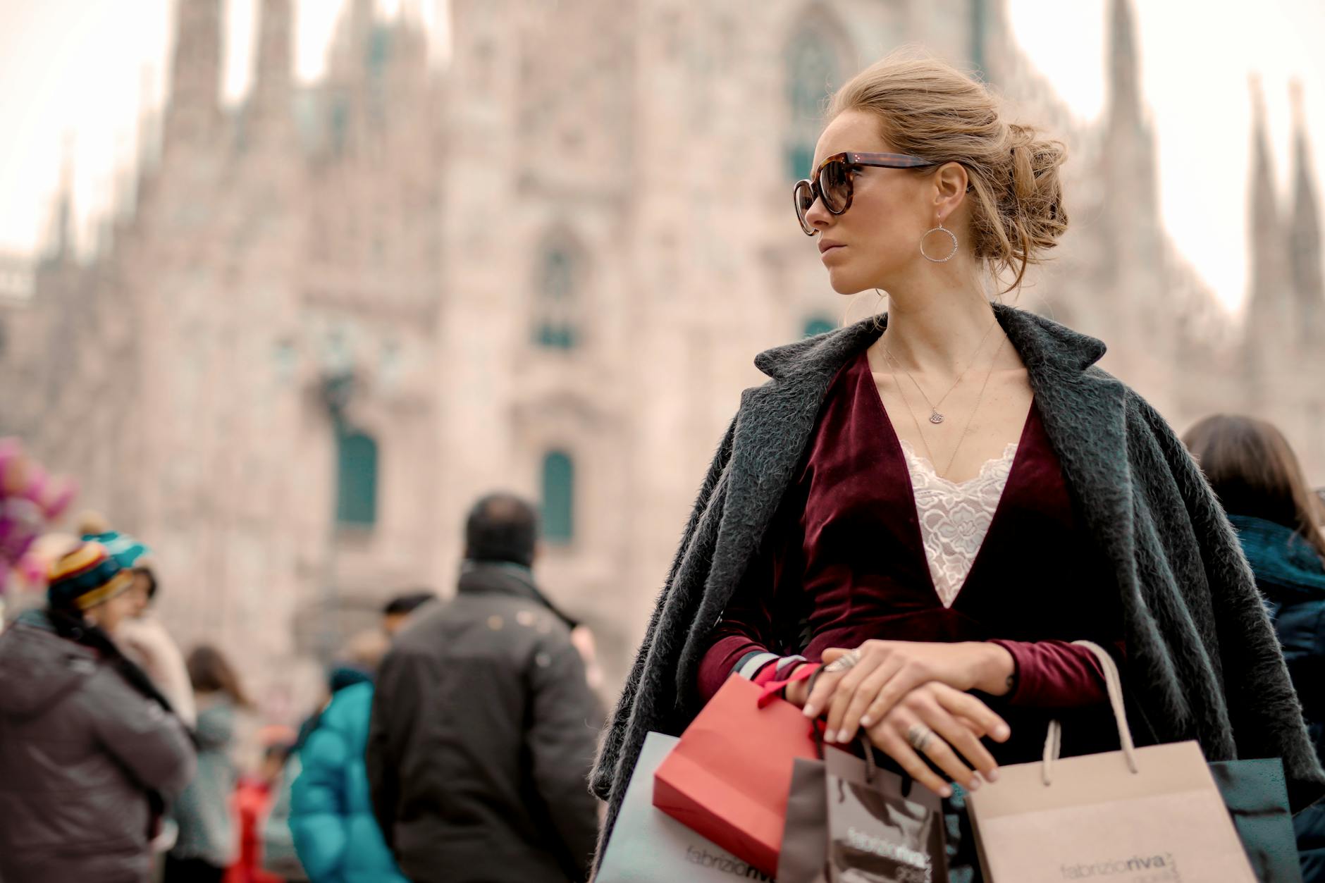Woman with shopping bags in Milan