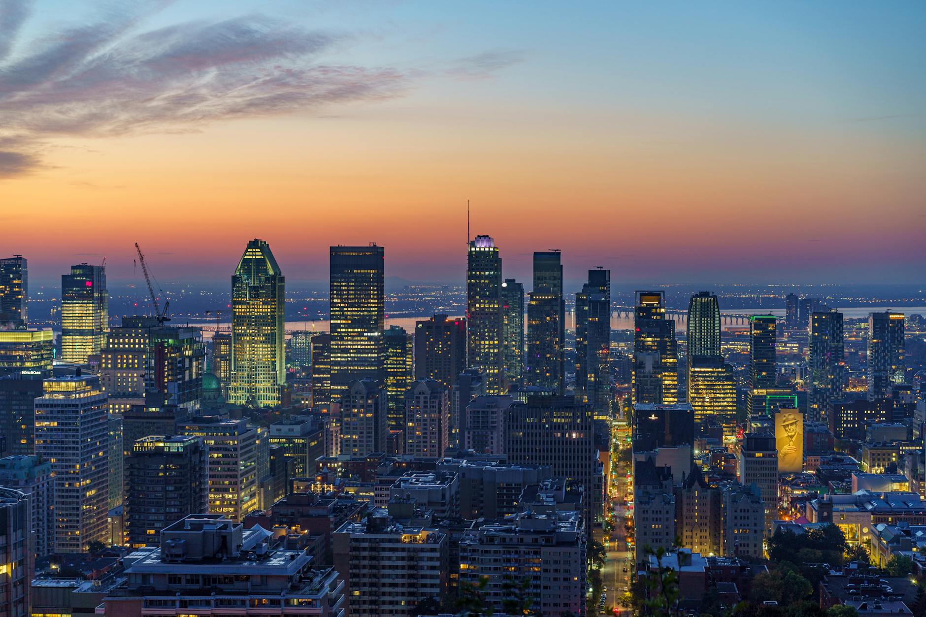 Montreal skyline at sunset