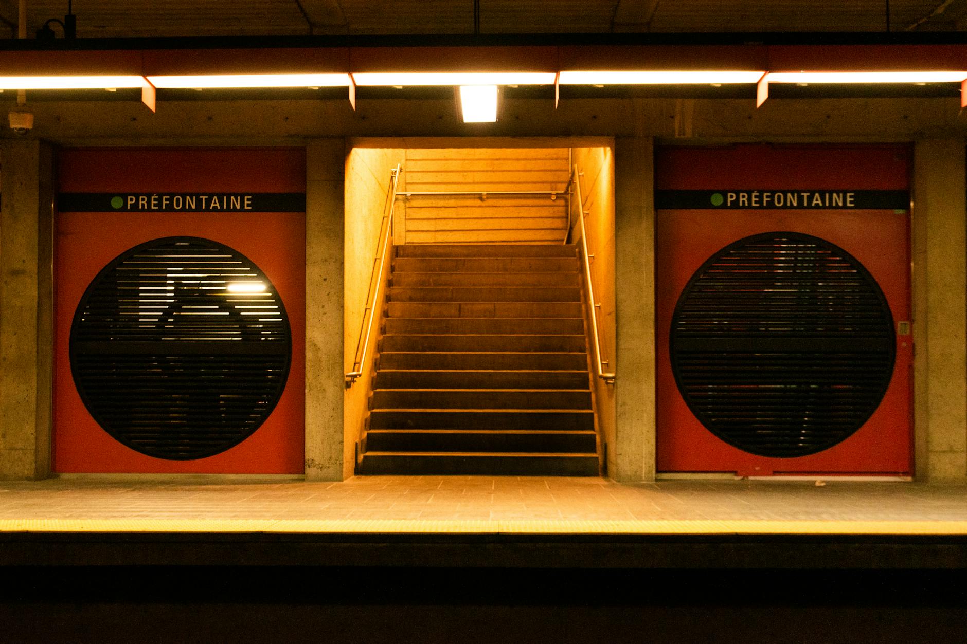 Montreal metro station stairs and platform