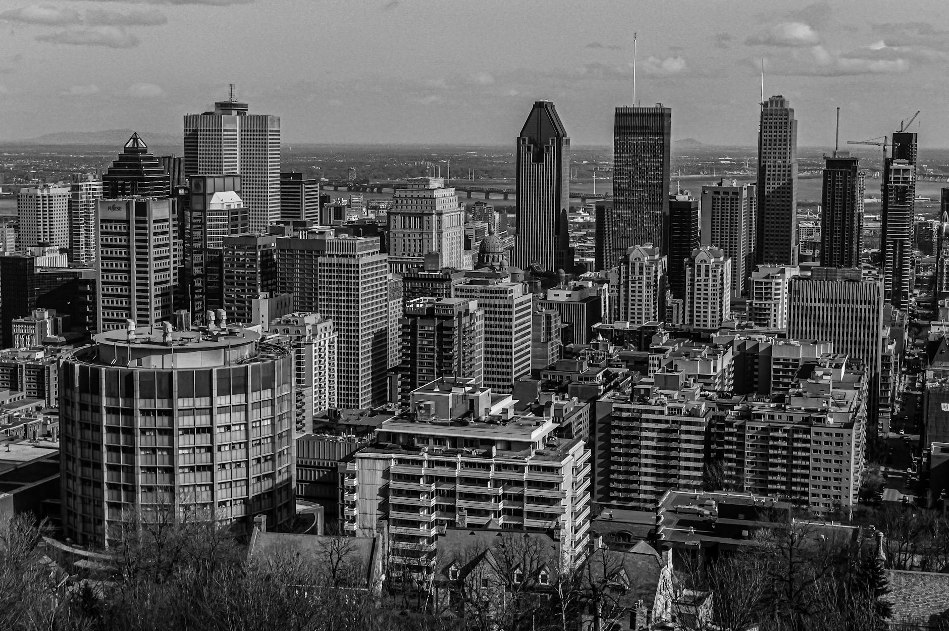 Aerial view of Montreal skyline